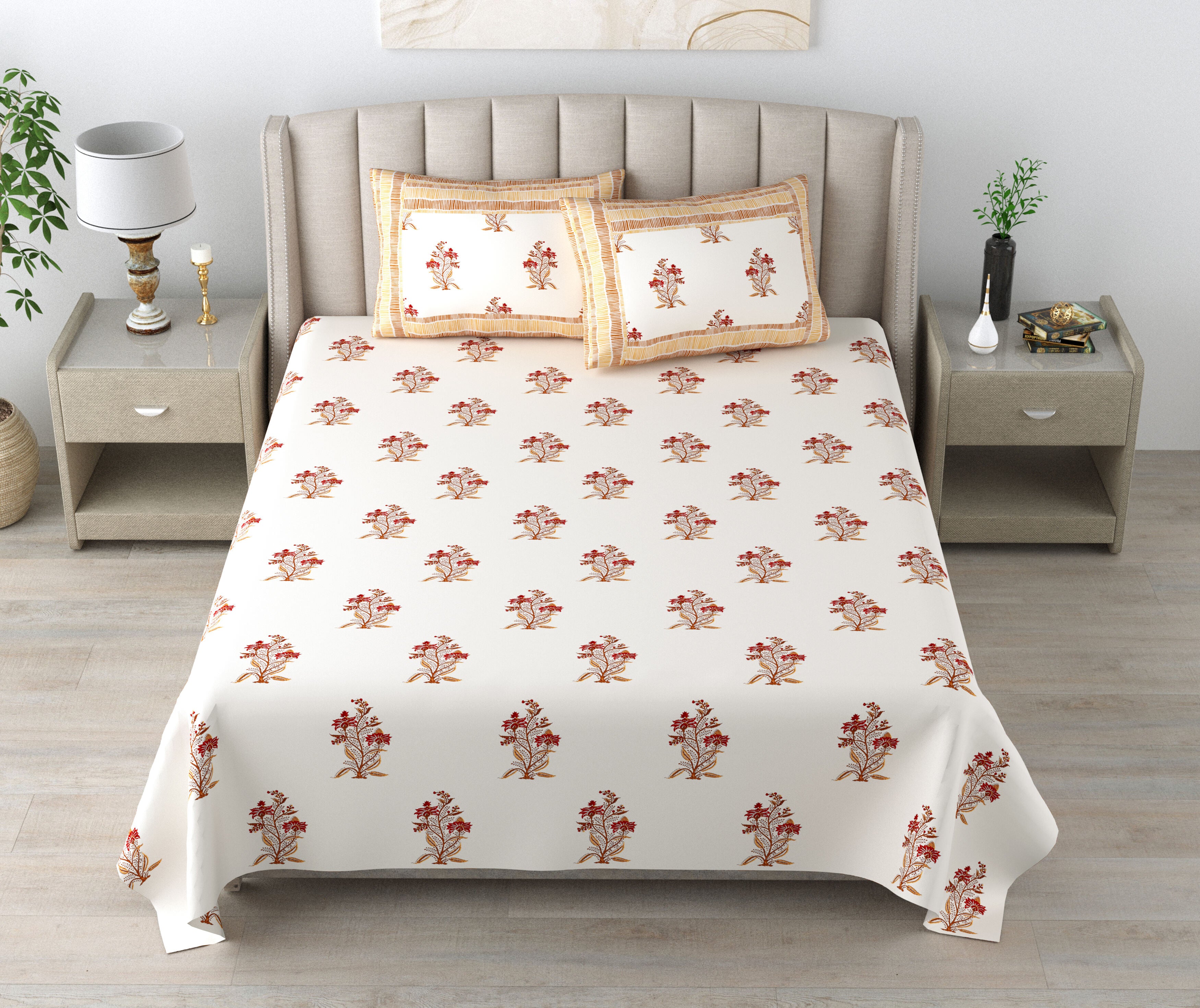 1 Super King Size Bedsheet with 2 Pillow Cover 96*104 inches (8*8.6 Feet) | | Rich Fast Colour with No Colour Bleeding | Soft Skin Friendly (416-C)