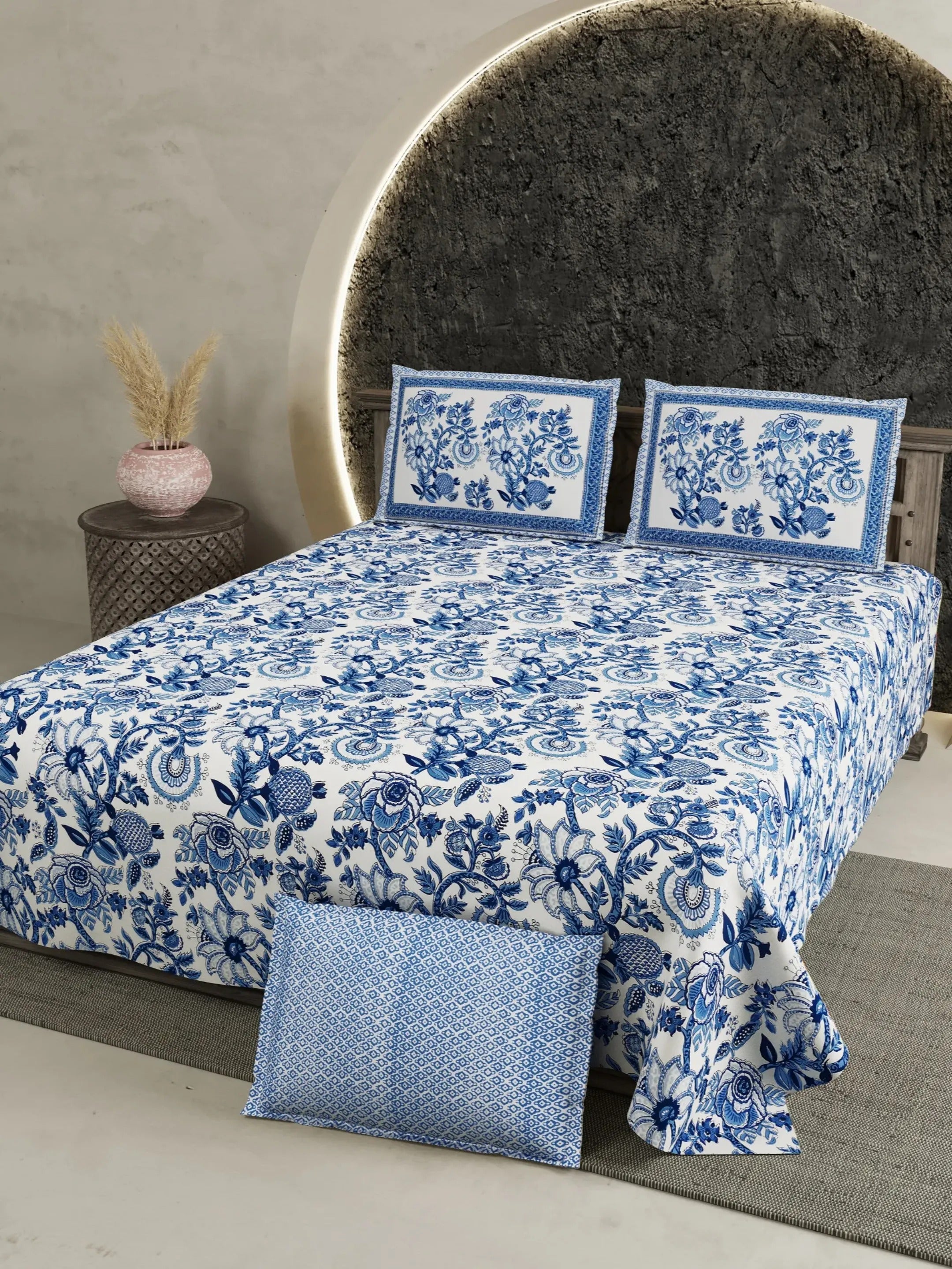 LIVING ROOTS 1 Super King Size Bedsheet with 2 Pillow Cover 104*104 inches (8.6*8.6 Feet) | | Rich Fast Colour with No Colour Bleeding | Soft Skin Friendly (420-A)