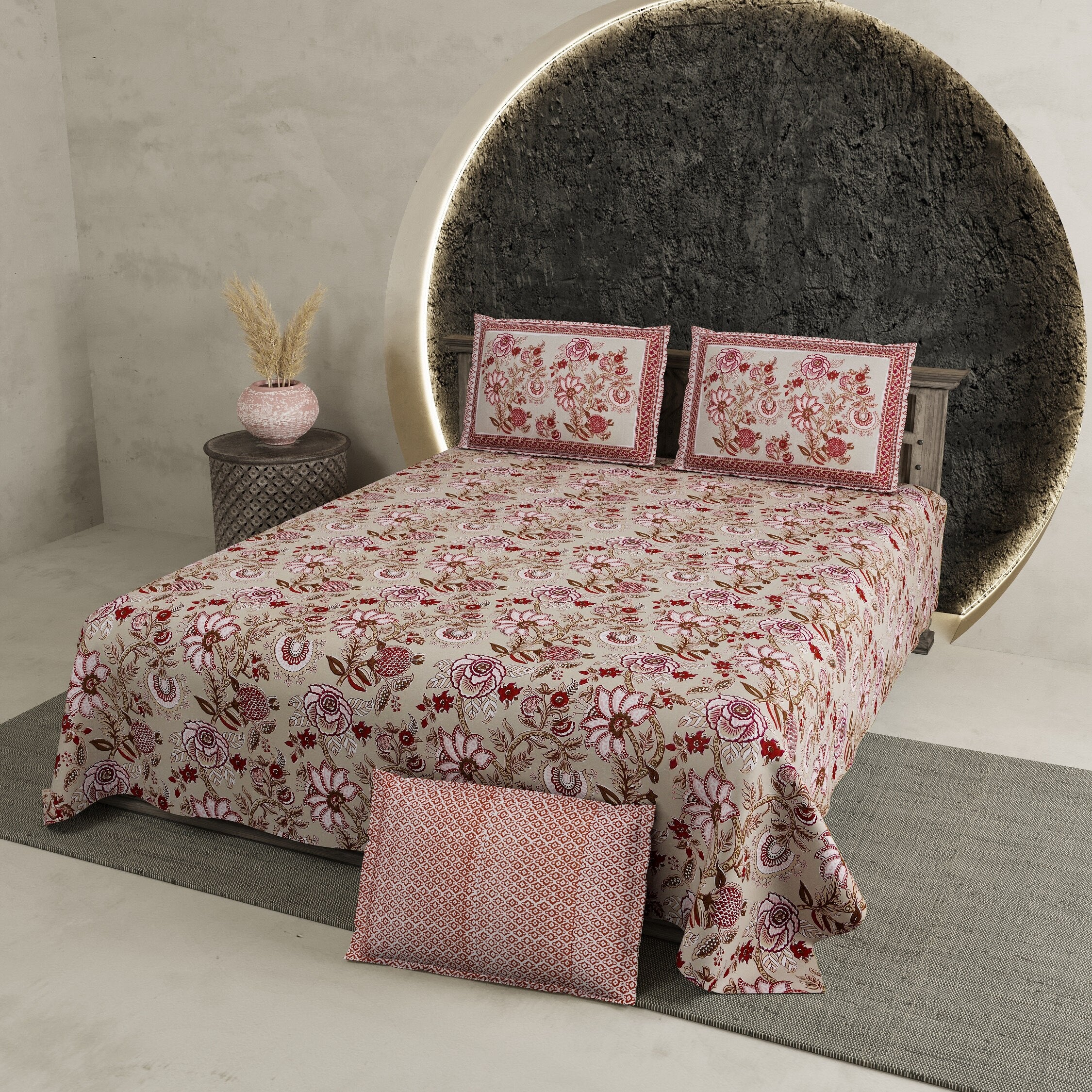 LIVING ROOTS 1 Super King Size Bedsheet with 2 Pillow Cover 104*104 inches (8.6*8.6 Feet) | | Rich Fast Colour with No Colour Bleeding | Soft Skin Friendly (420-B)