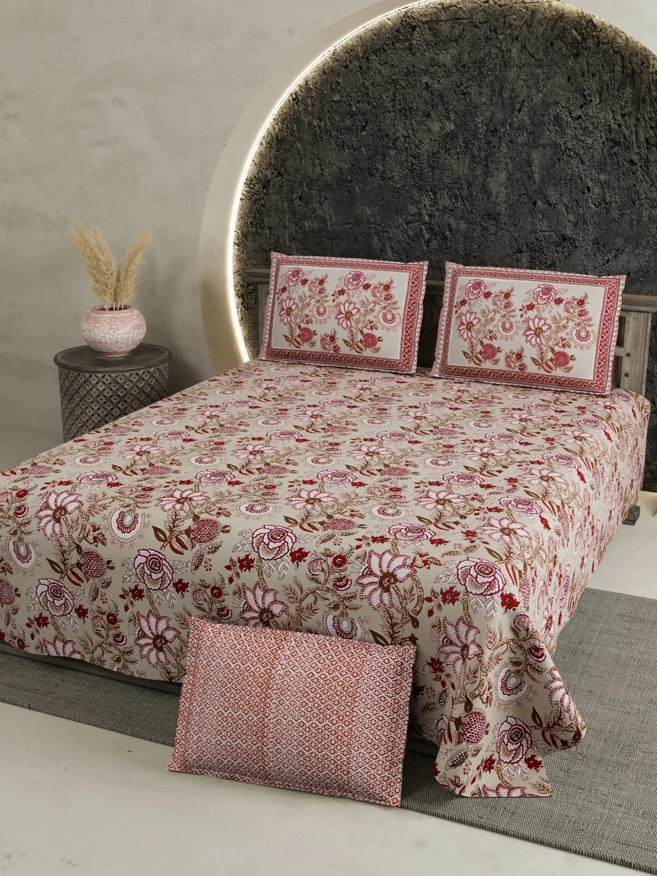 LIVING ROOTS 1 Super King Size Bedsheet with 2 Pillow Cover 104*104 inches (8.6*8.6 Feet) | | Rich Fast Colour with No Colour Bleeding | Soft Skin Friendly (420-B)