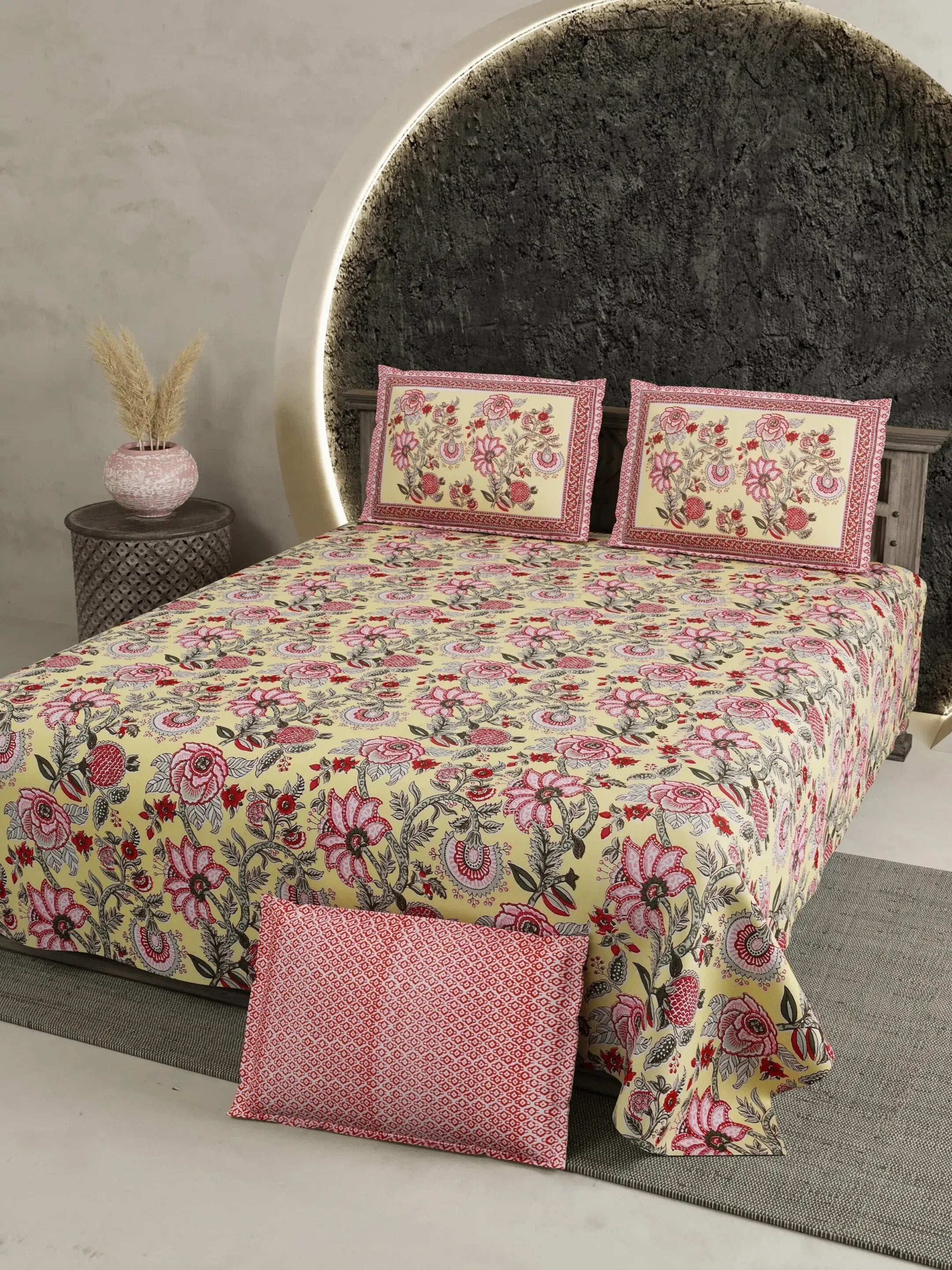 LIVING ROOTS 1 Super King Size Bedsheet with 2 Pillow Cover 104*104 inches (8.6*8.6 Feet) | | Rich Fast Colour with No Colour Bleeding | Soft Skin Friendly (420-C)