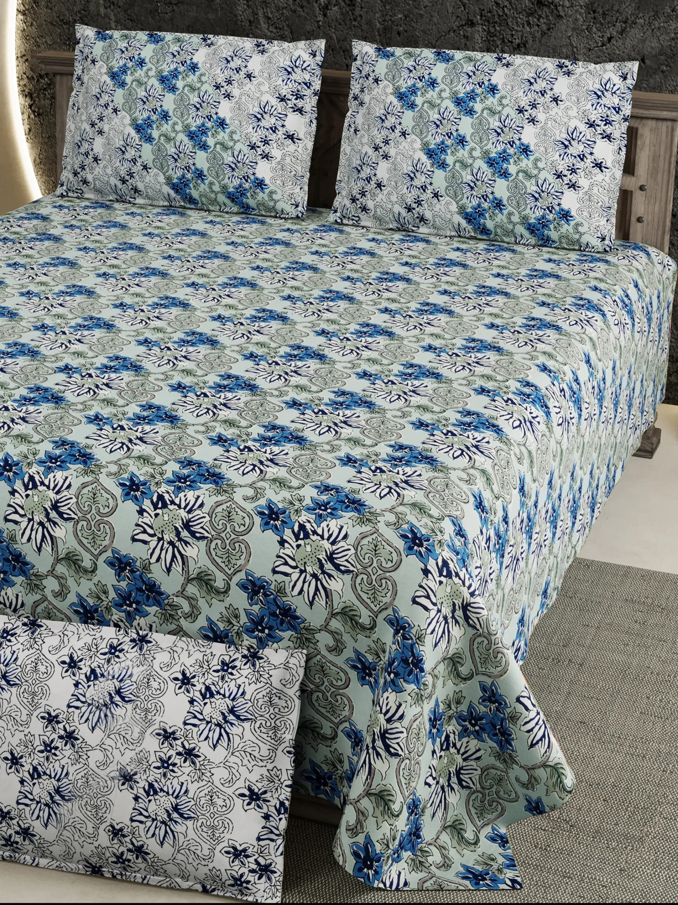 LIVING ROOTS Pure Cotton 1 Super King Size Bedsheet 104*104 inches (8.6*8.6 Feet) With 2 Pillow Cover | Rich Fast Colour With No Colour Bleeding | Soft Skin Friendly (421-A)