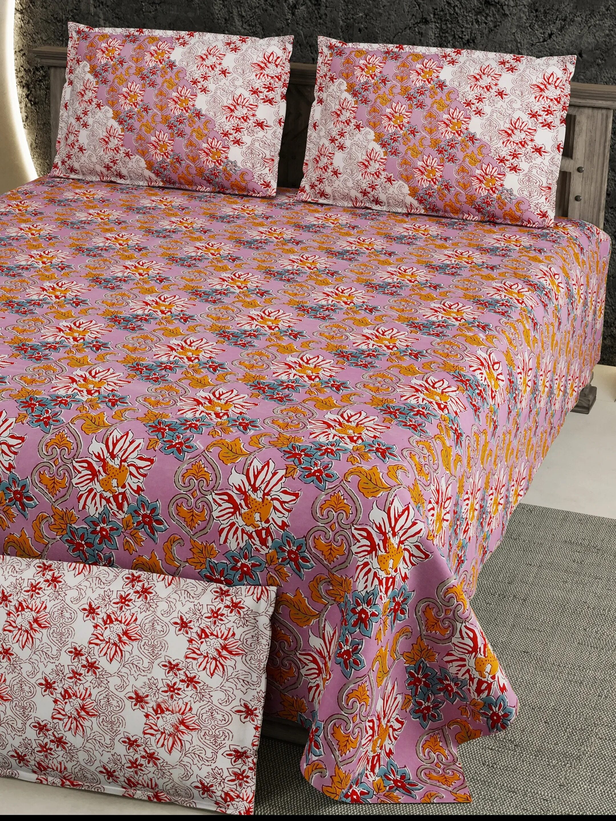 LIVING ROOTS Pure Cotton 1 Super King Size Bedsheet 104*104 inches (8.6*8.6 Feet) With 2 Pillow Cover | Rich Fast Colour With No Colour Bleeding | Soft Skin Friendly (421-B)