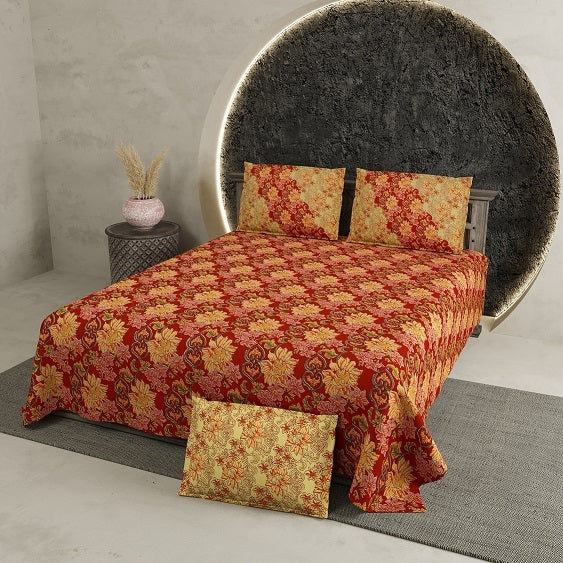 LIVING ROOTS Pure Cotton 1 Super King Size Bedsheet 104*104 inches (8.6*8.6 Feet) With 2 Pillow Cover | Rich Fast Colour With No Colour Bleeding | Soft Skin Friendly (421-C)
