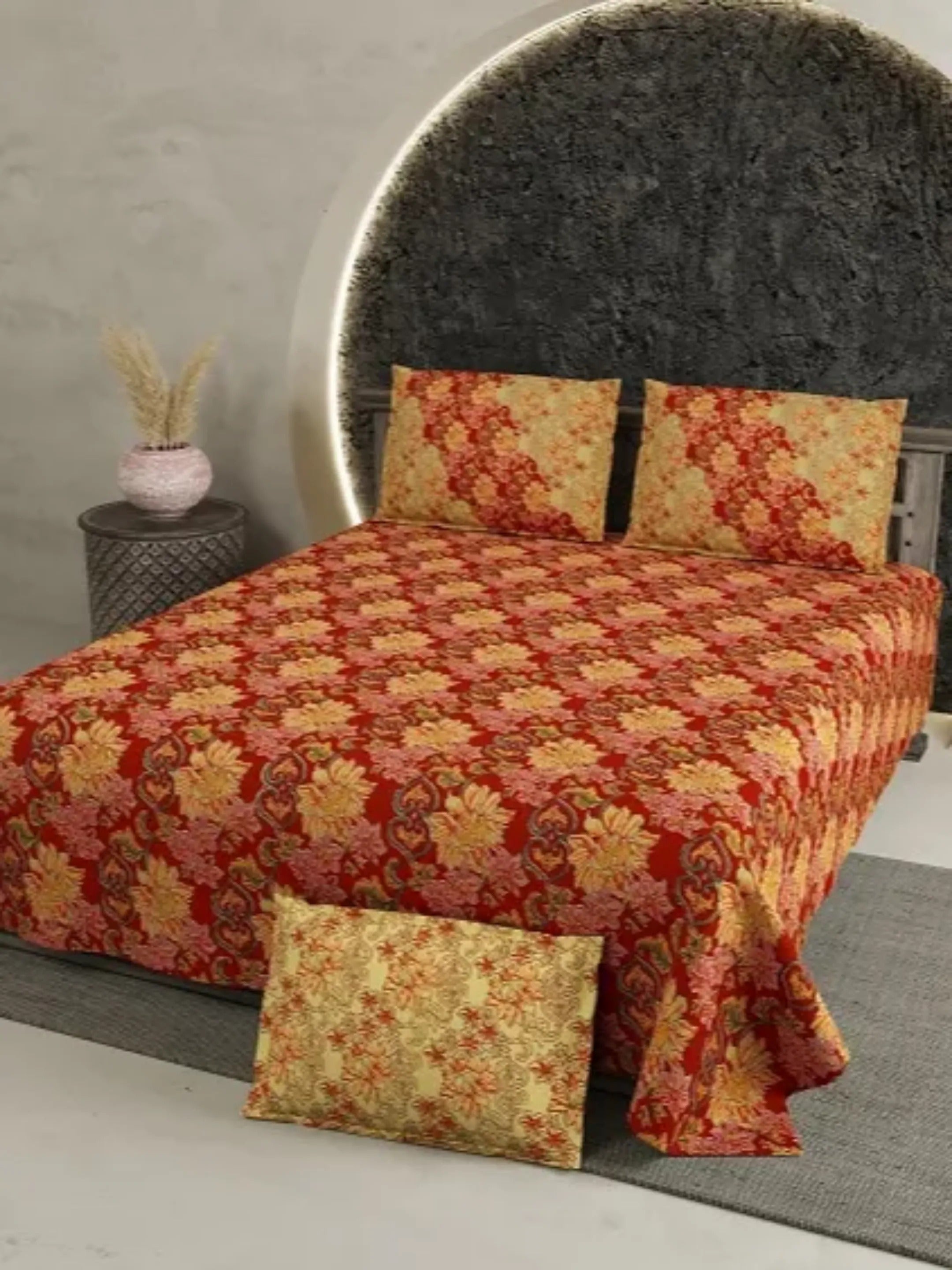 LIVING ROOTS Pure Cotton 1 Super King Size Bedsheet 104*104 inches (8.6*8.6 Feet) With 2 Pillow Cover | Rich Fast Colour With No Colour Bleeding | Soft Skin Friendly (421-C)