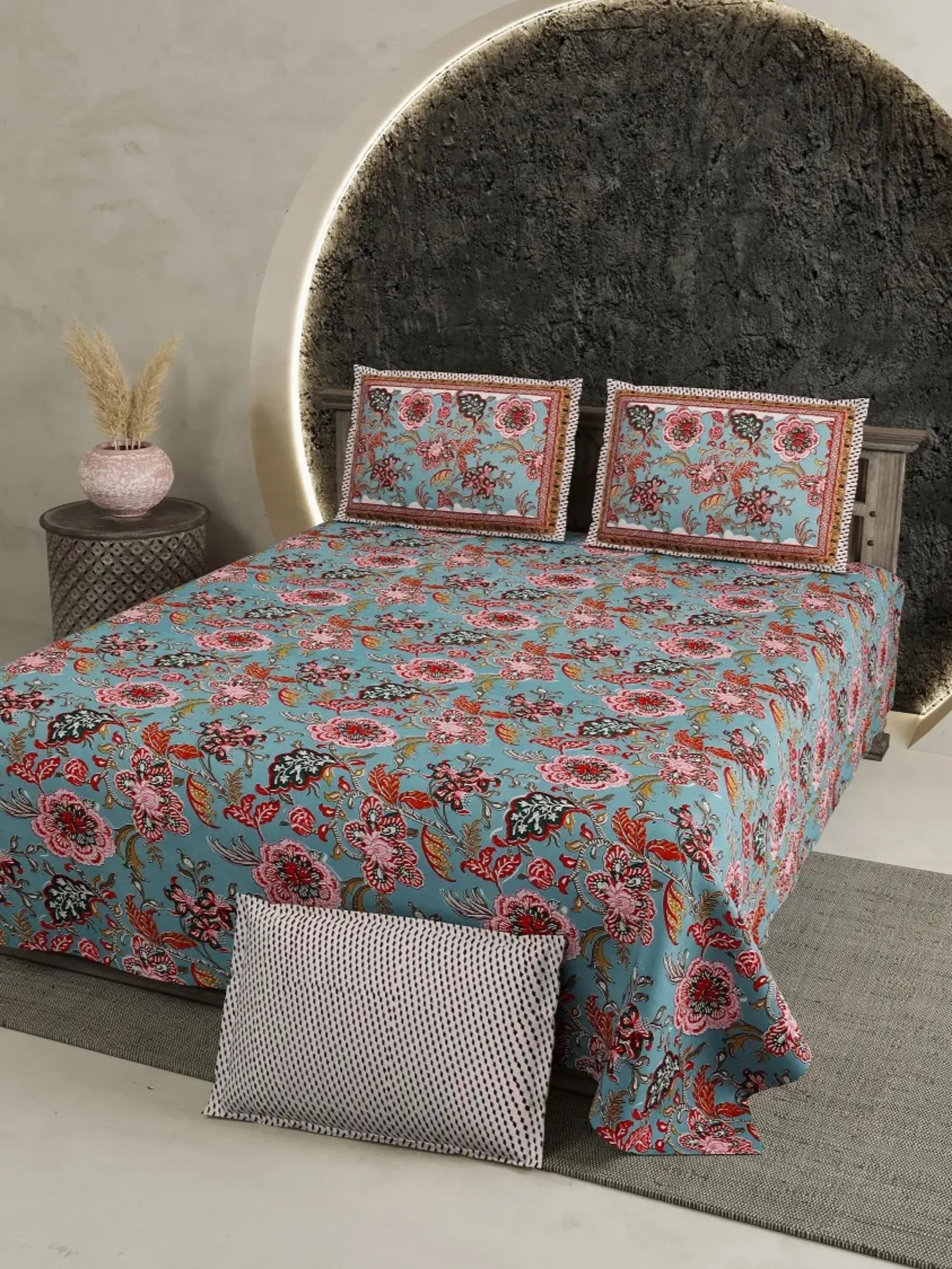 LIVING ROOTS 1 Super King Size Bedsheet with 2 Pillow Cover 104*104 inches (8.6*8.6 Feet) | | Rich Fast Colour with No Colour Bleeding | Soft Skin Friendly (422-B)