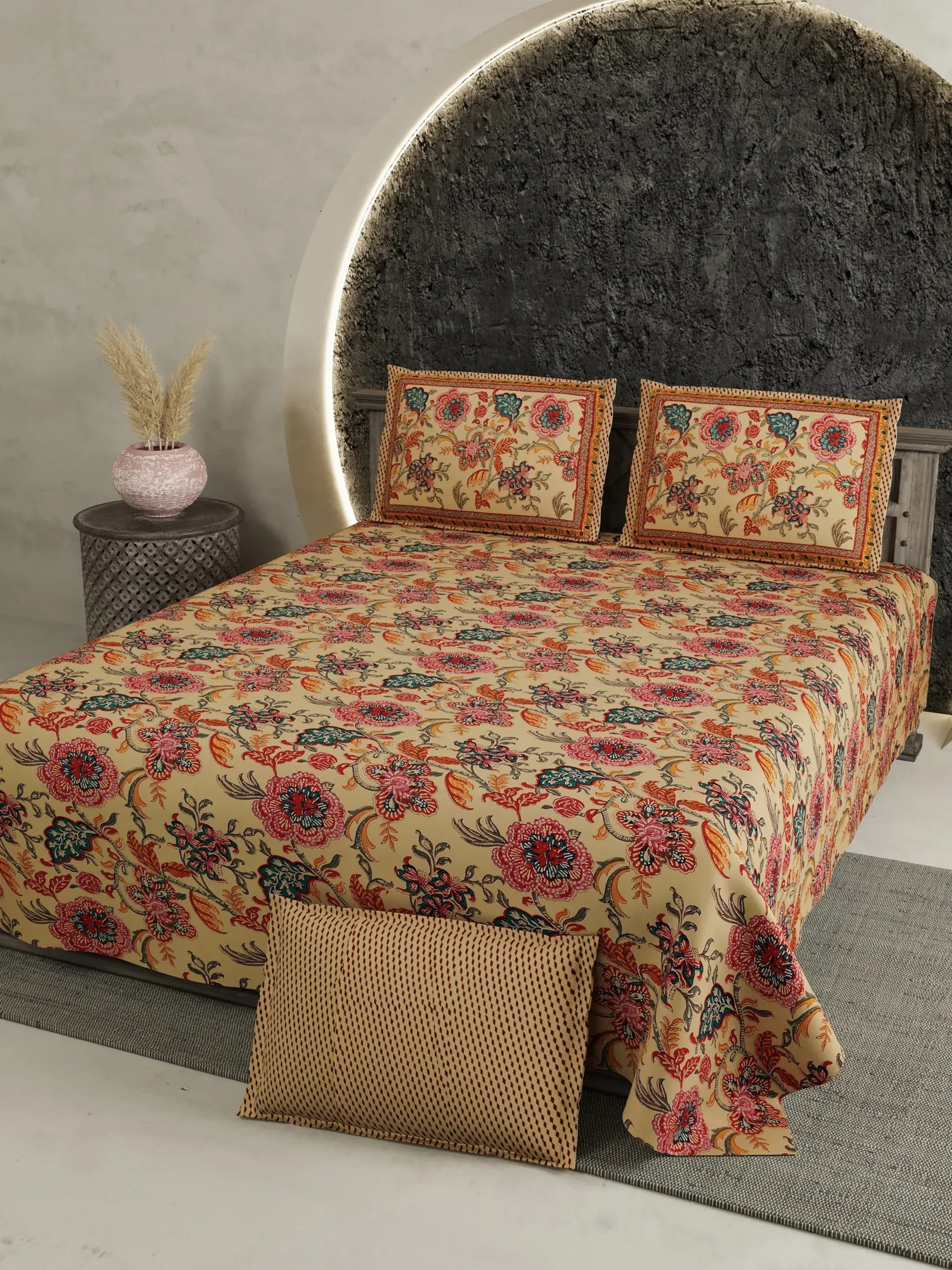 LIVING ROOTS 1 Super King Size Bedsheet with 2 Pillow Cover 104*104 inches (8.6*8.6 Feet) | | Rich Fast Colour with No Colour Bleeding | Soft Skin Friendly (422-C)
