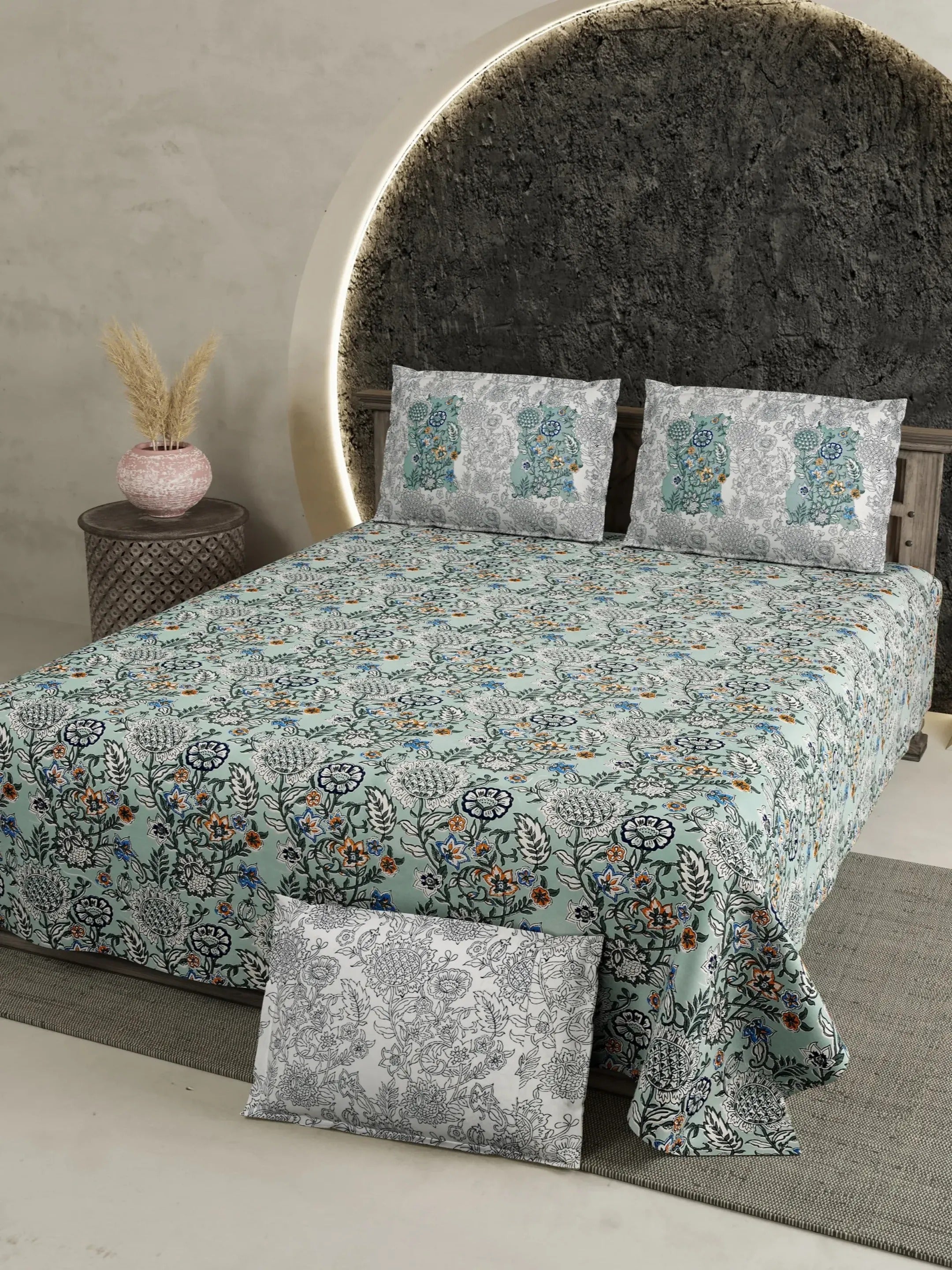 LIVING ROOTS 1 Super King Size Bedsheet 104*104 inches (8.6*8.6 Feet) With 2 Pillow Cover | Rich Fast Colour with No Colour Bleeding | Soft Skin Friendly (423-A)