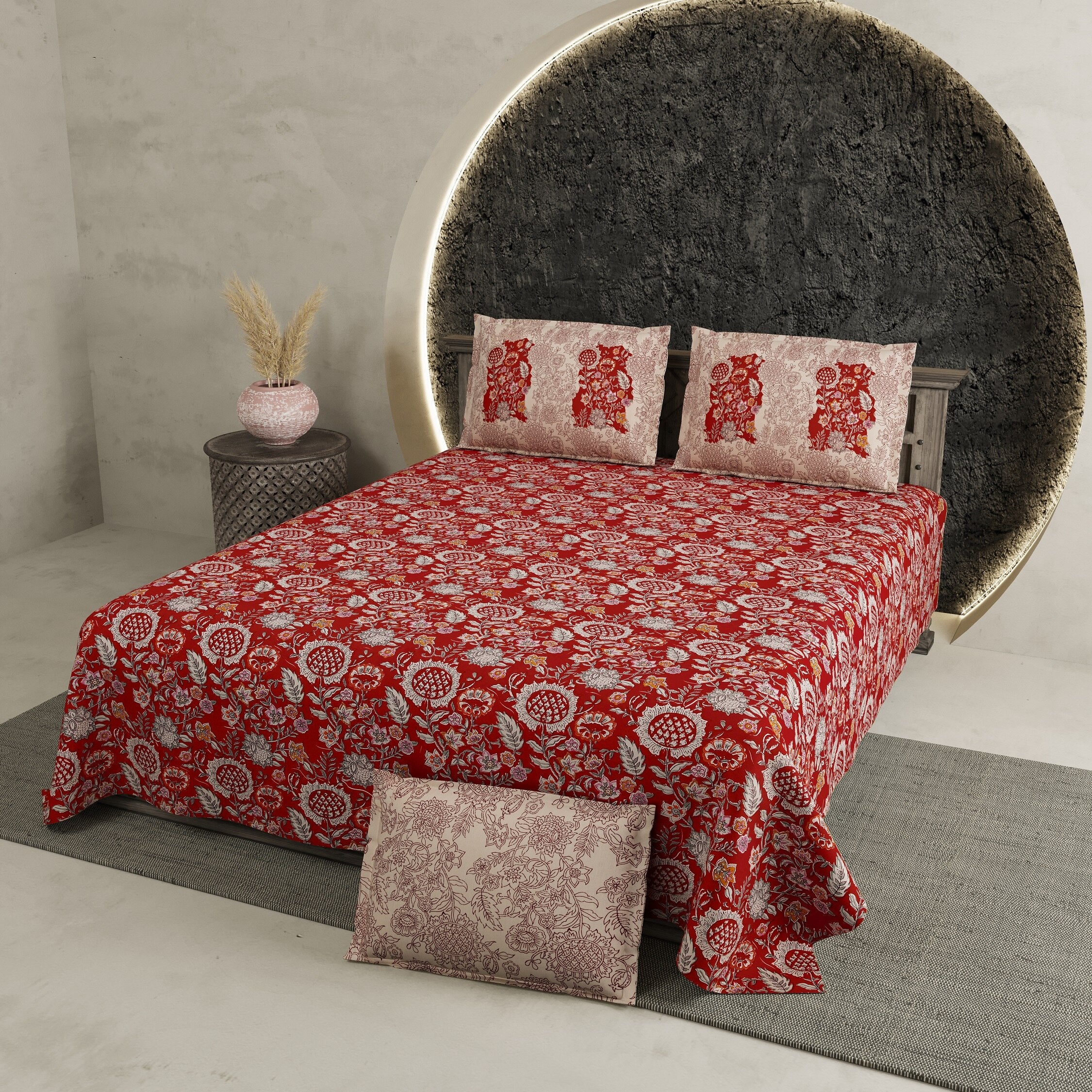 LIVING ROOTS 1 Super King Size Bedsheet 104*104 inches (8.6*8.6 Feet) With 2 Pillow Cover | Rich Fast Colour with No Colour Bleeding | Soft Skin Friendly (423-B)