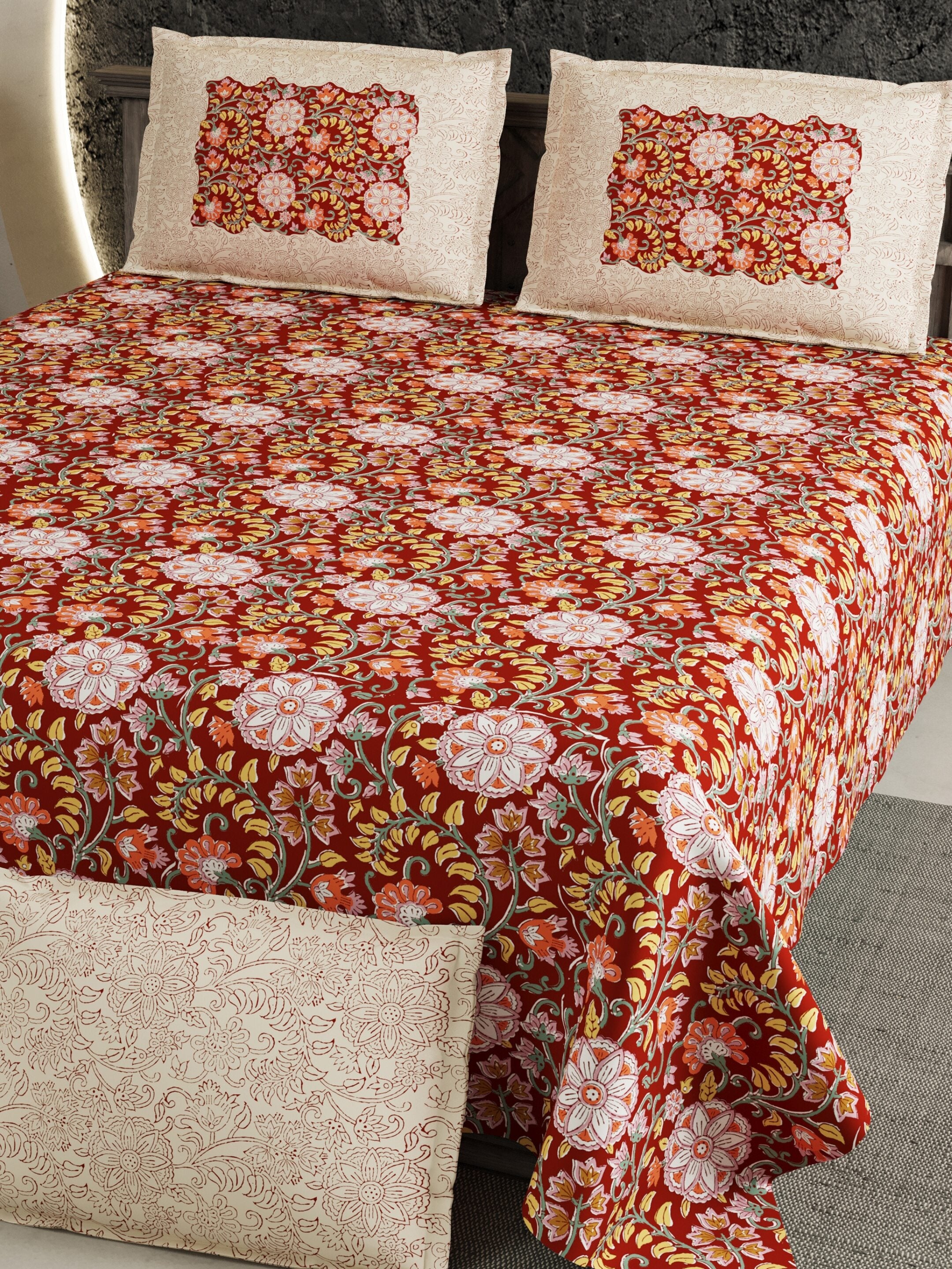 LIVING ROOTS 1 Super King Size Bedsheet 104*104 inches (8.6*8.6 Feet) With 2 Pillow Cover | Rich Fast Colour With No Colour Bleeding | Soft Skin Friendly (424-A)