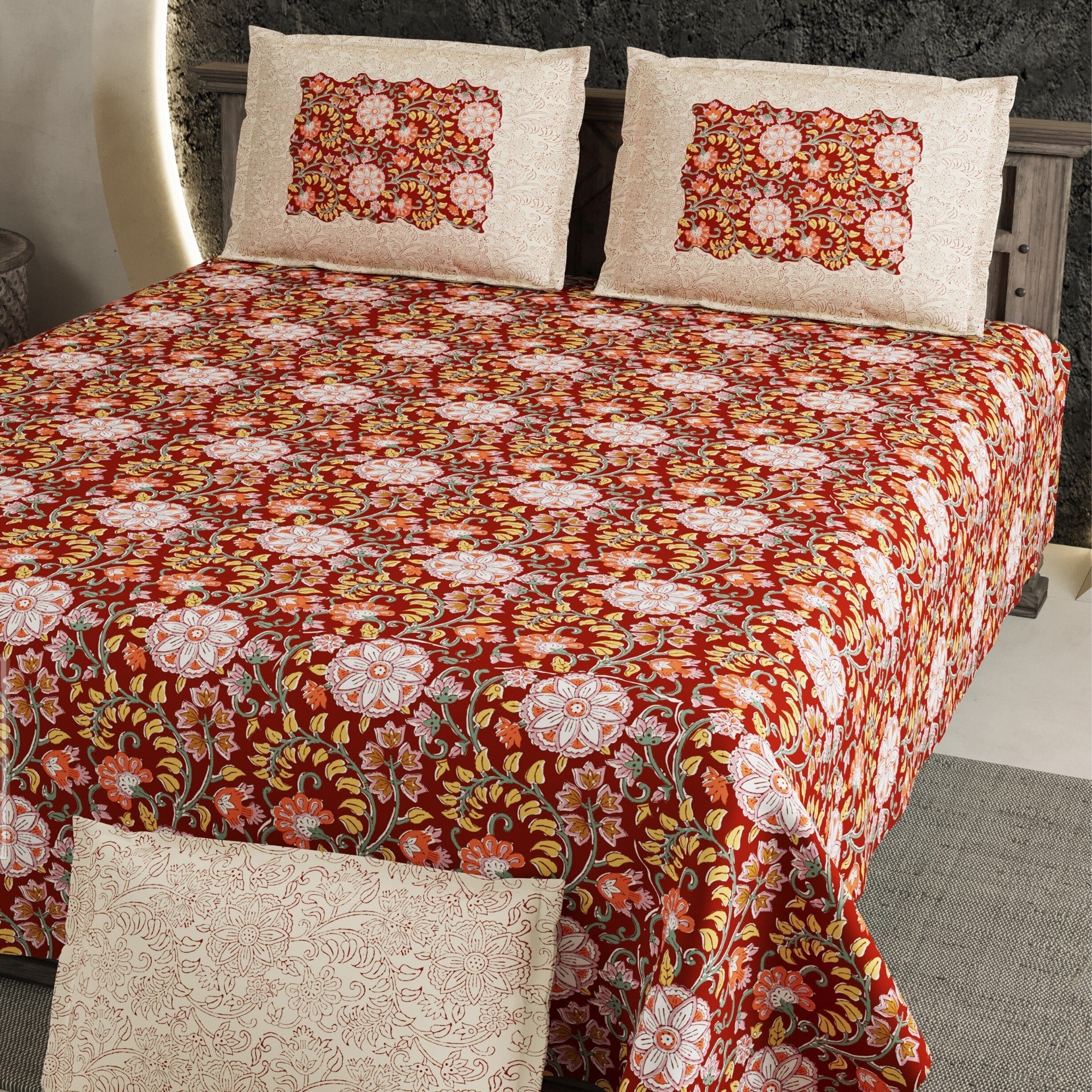 LIVING ROOTS 1 Super King Size Bedsheet 104*104 inches (8.6*8.6 Feet) With 2 Pillow Cover | Rich Fast Colour With No Colour Bleeding | Soft Skin Friendly (424-A)
