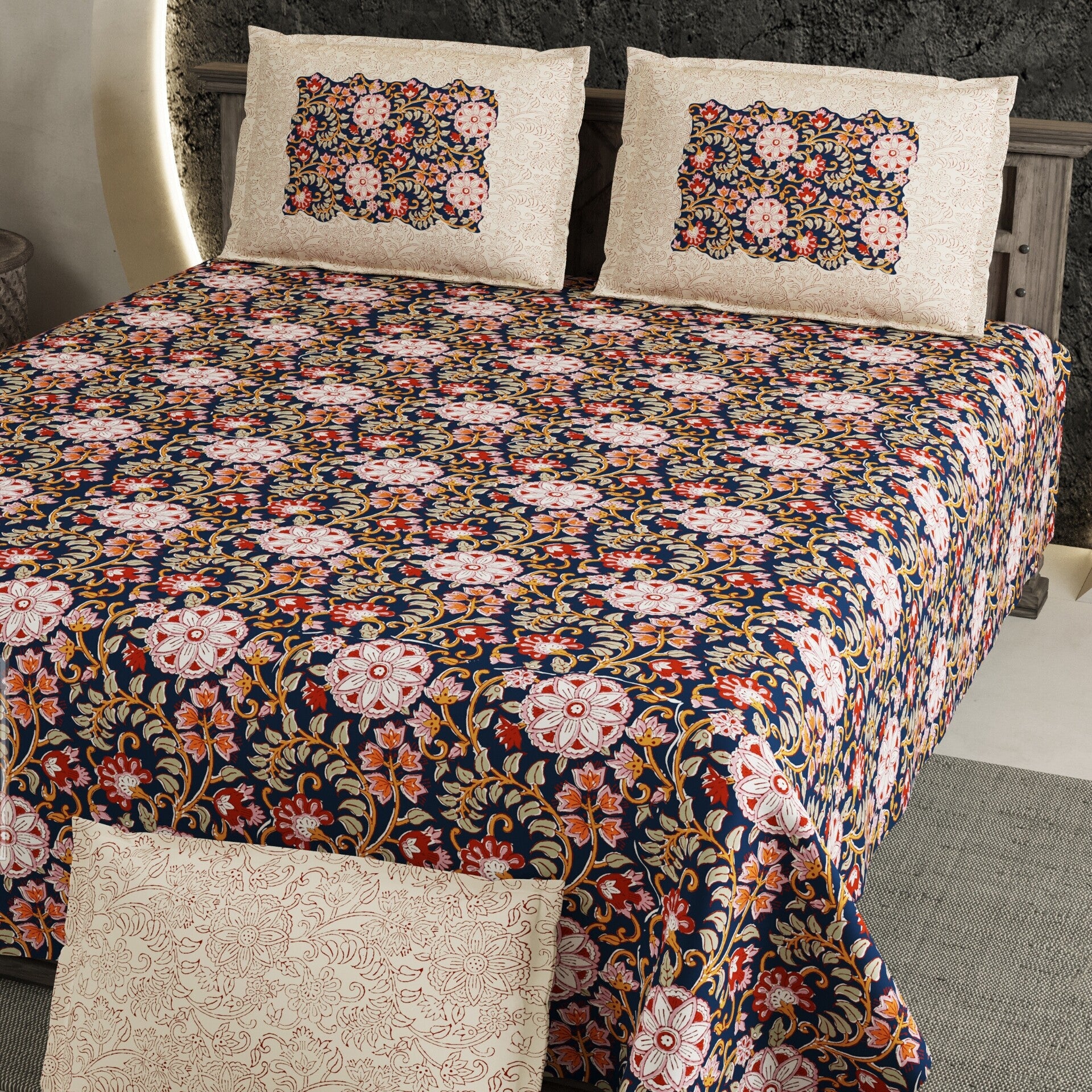 LIVING ROOTS 1 Super King Size Bedsheet 104*104 inches (8.6*8.6 Feet) With 2 Pillow Cover | Rich Fast Colour With No Colour Bleeding | Soft Skin Friendly (424-B)
