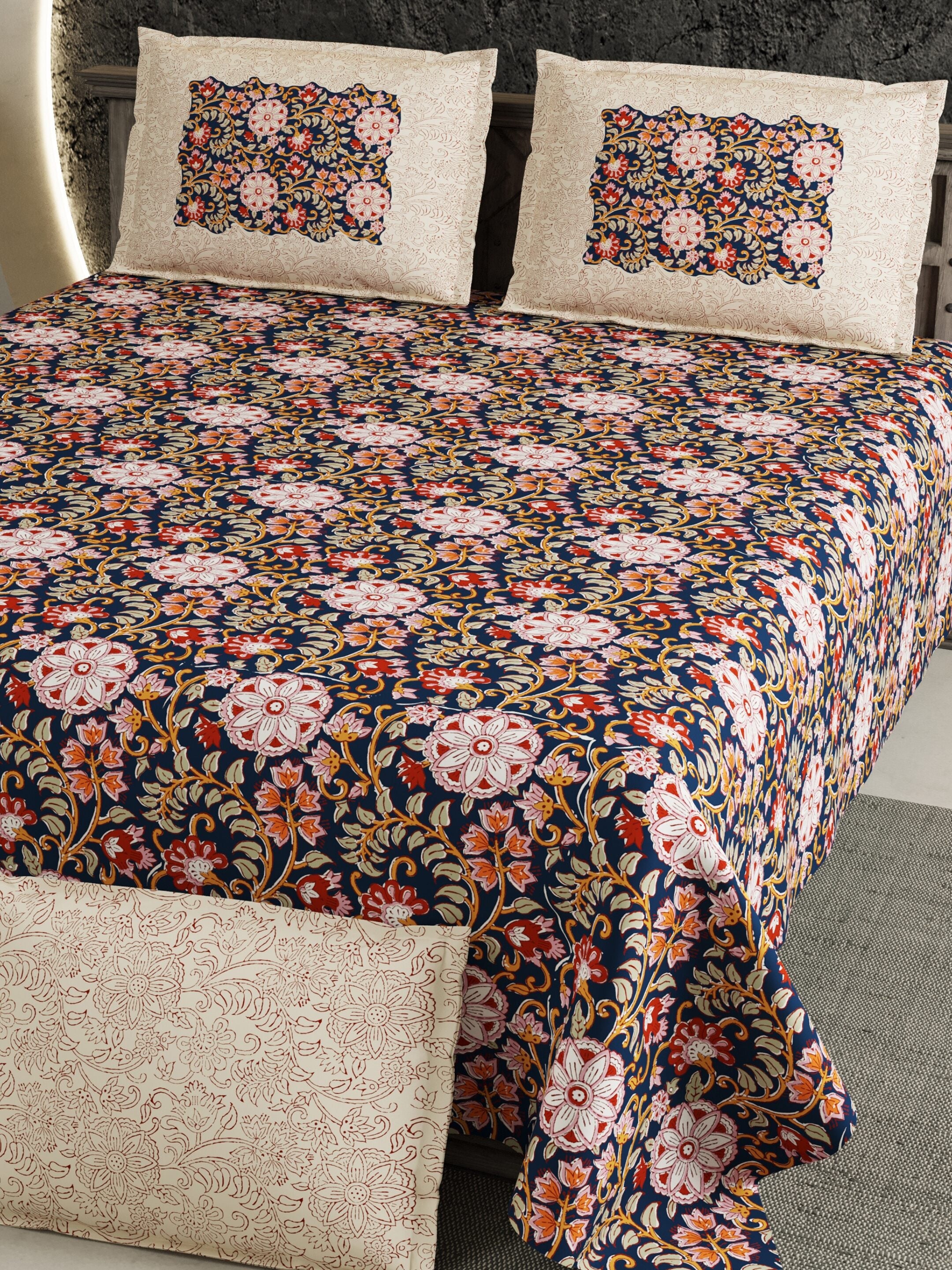LIVING ROOTS 1 Super King Size Bedsheet 104*104 inches (8.6*8.6 Feet) With 2 Pillow Cover | Rich Fast Colour With No Colour Bleeding | Soft Skin Friendly (424-B)