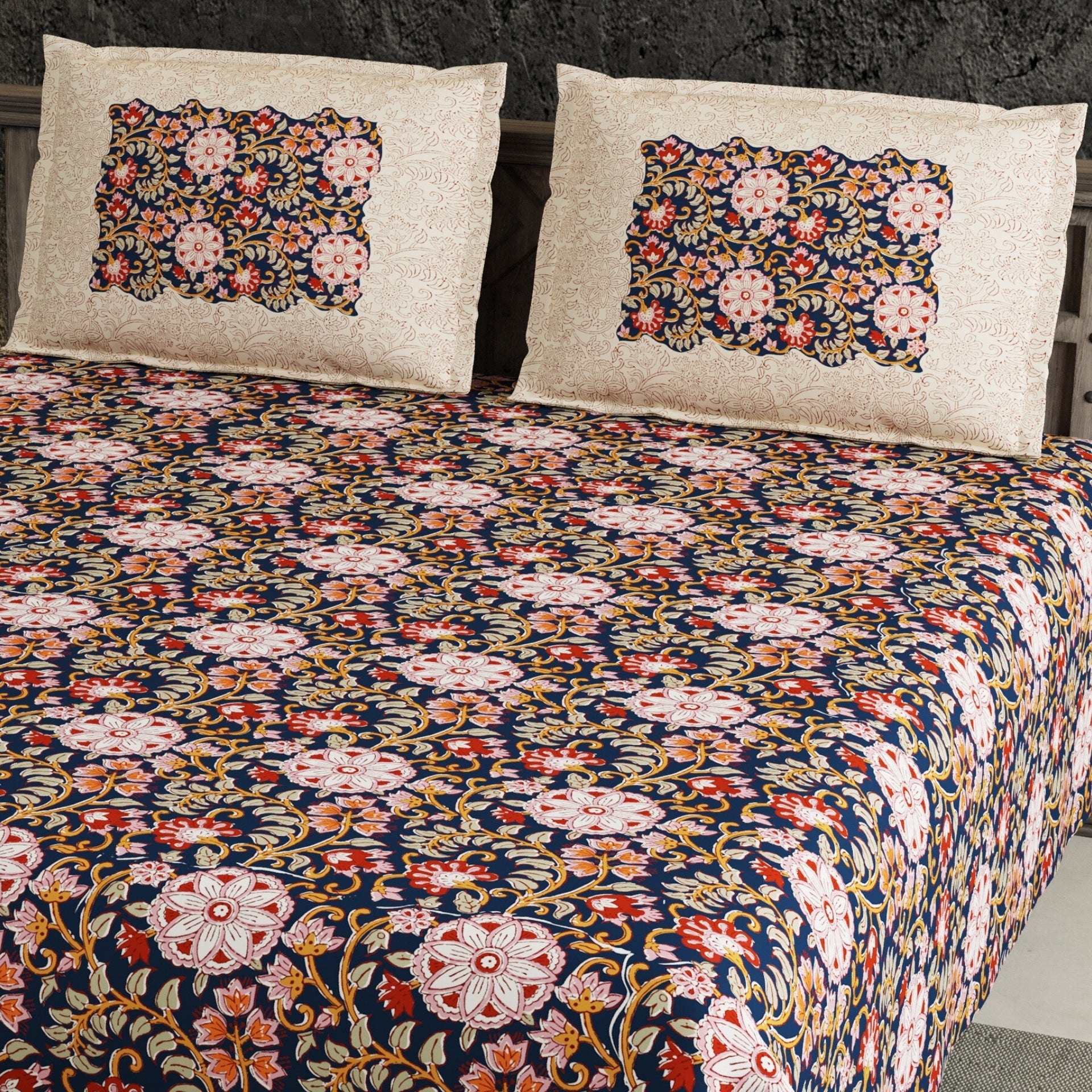 LIVING ROOTS 1 Super King Size Bedsheet 104*104 inches (8.6*8.6 Feet) With 2 Pillow Cover | Rich Fast Colour With No Colour Bleeding | Soft Skin Friendly (424-B)