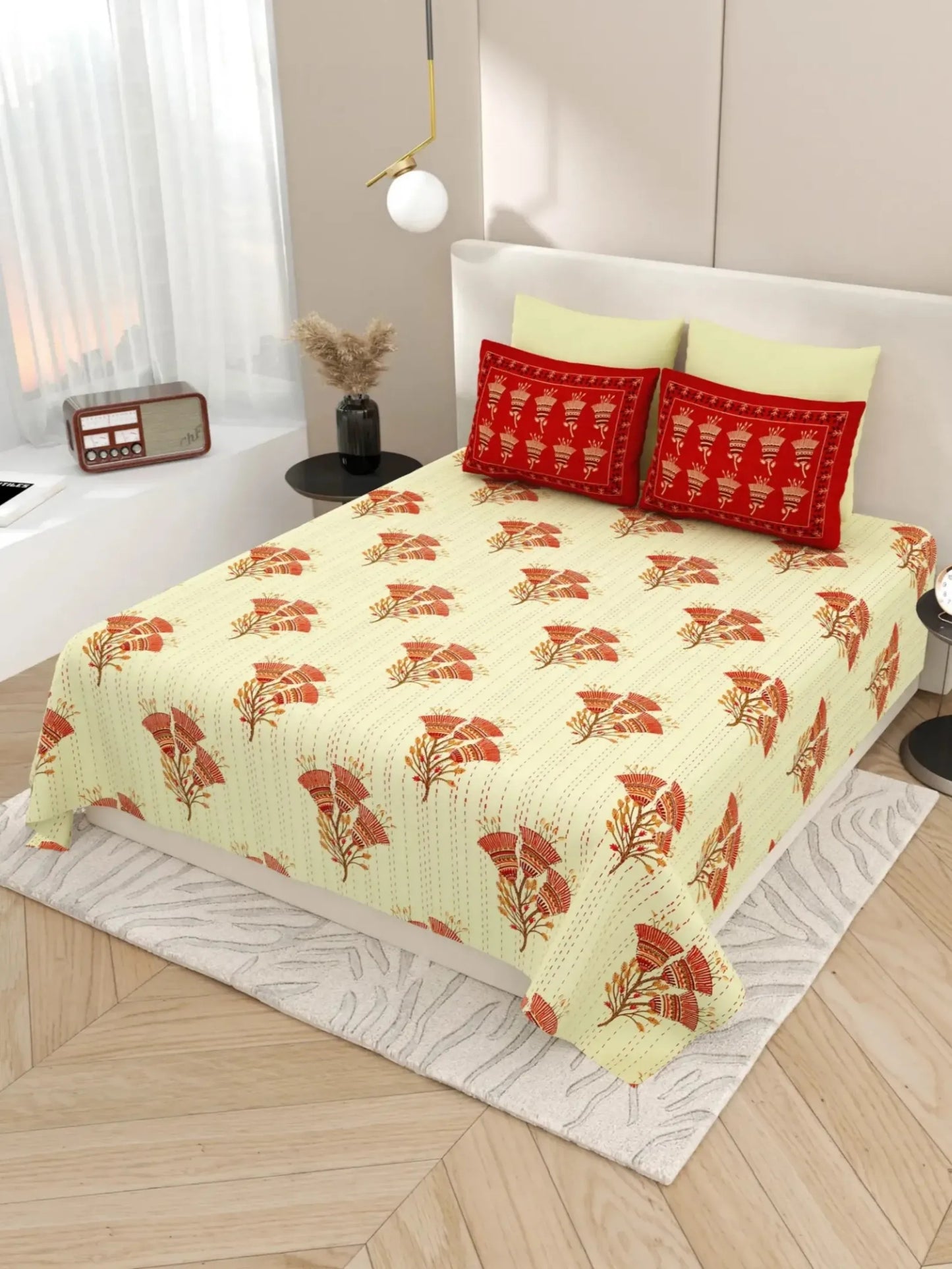 1 Super King Size Bedsheet with 2 Pillow Cover 104*104 inches (8.6*8.6 Feet) | | Rich Fast Colour with No Colour Bleeding | Soft Skin Friendly (426-B)