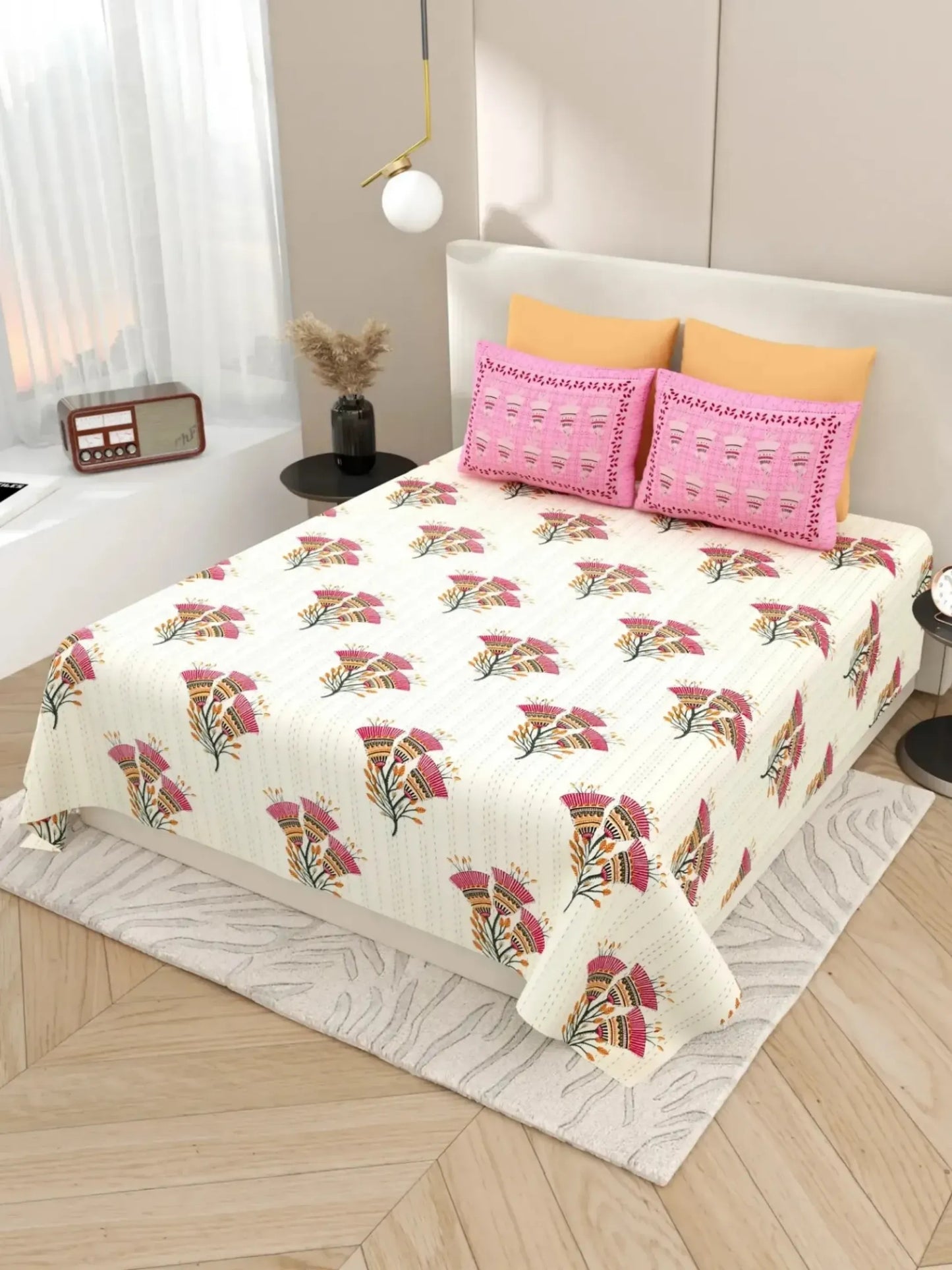 1 Super King Size Bedsheet with 2 Pillow Cover 104*104 inches (8.6*8.6 Feet) | | Rich Fast Colour with No Colour Bleeding | Soft Skin Friendly (426-C)