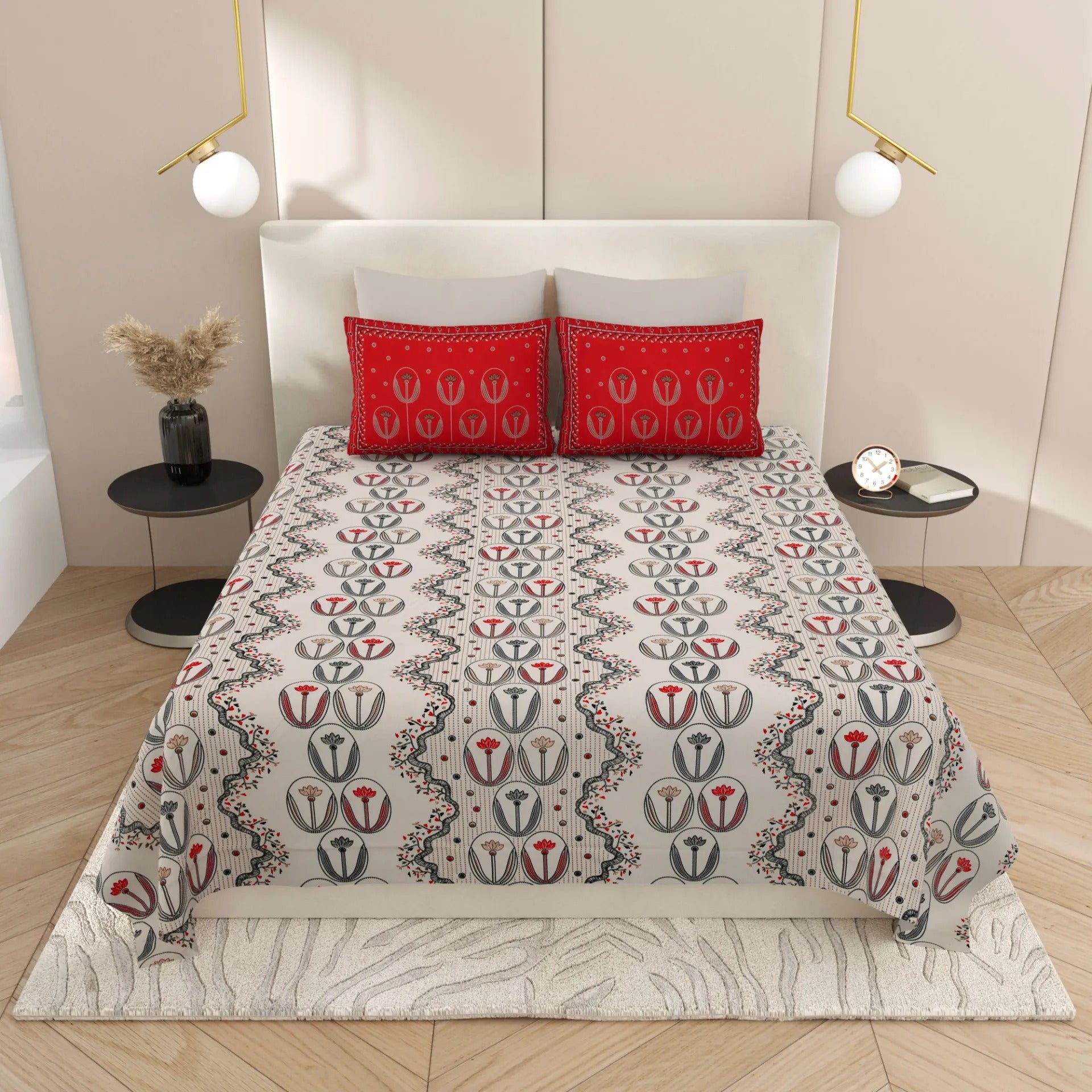 1 Super King Size Bedsheet with 2 Pillow Cover 104*104 inches (8.6*8.6 Feet) | | Rich Fast Colour with No Colour Bleeding | Soft Skin Friendly (427-A)