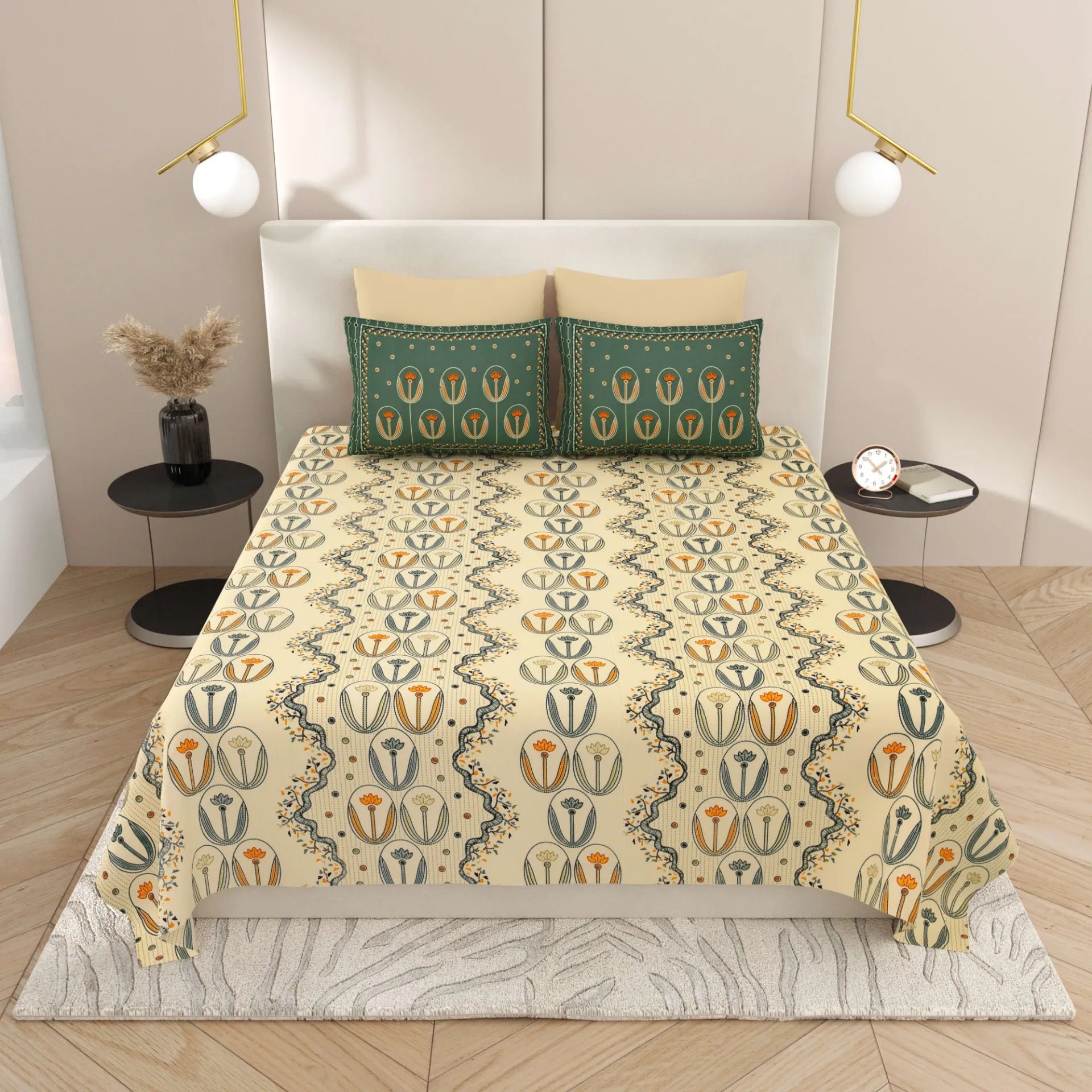 1 Super King Size Bedsheet with 2 Pillow Cover 104*104 inches (8.6*8.6 Feet) | | Rich Fast Colour with No Colour Bleeding | Soft Skin Friendly (427-C)