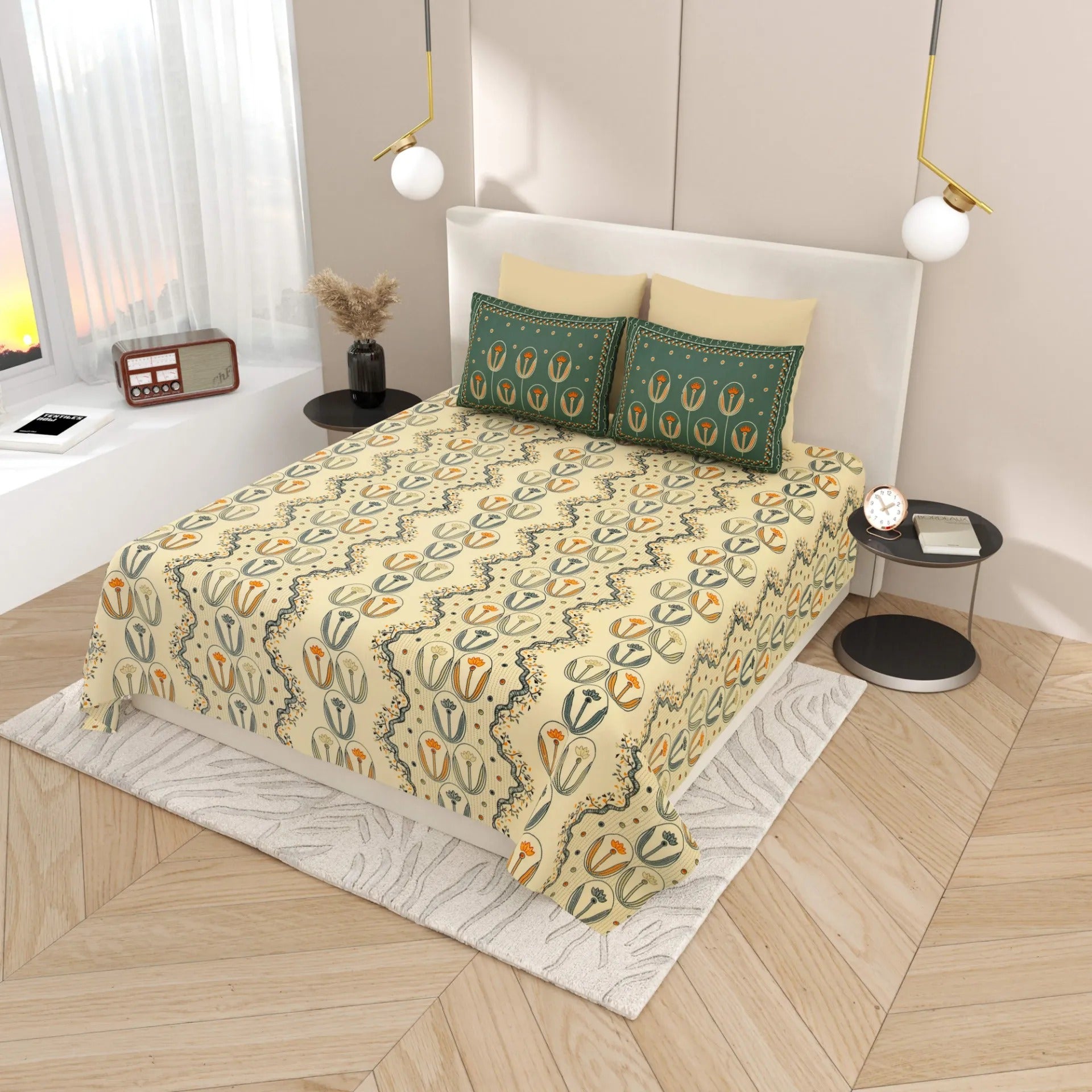 1 Super King Size Bedsheet with 2 Pillow Cover 104*104 inches (8.6*8.6 Feet) | | Rich Fast Colour with No Colour Bleeding | Soft Skin Friendly (427-C)
