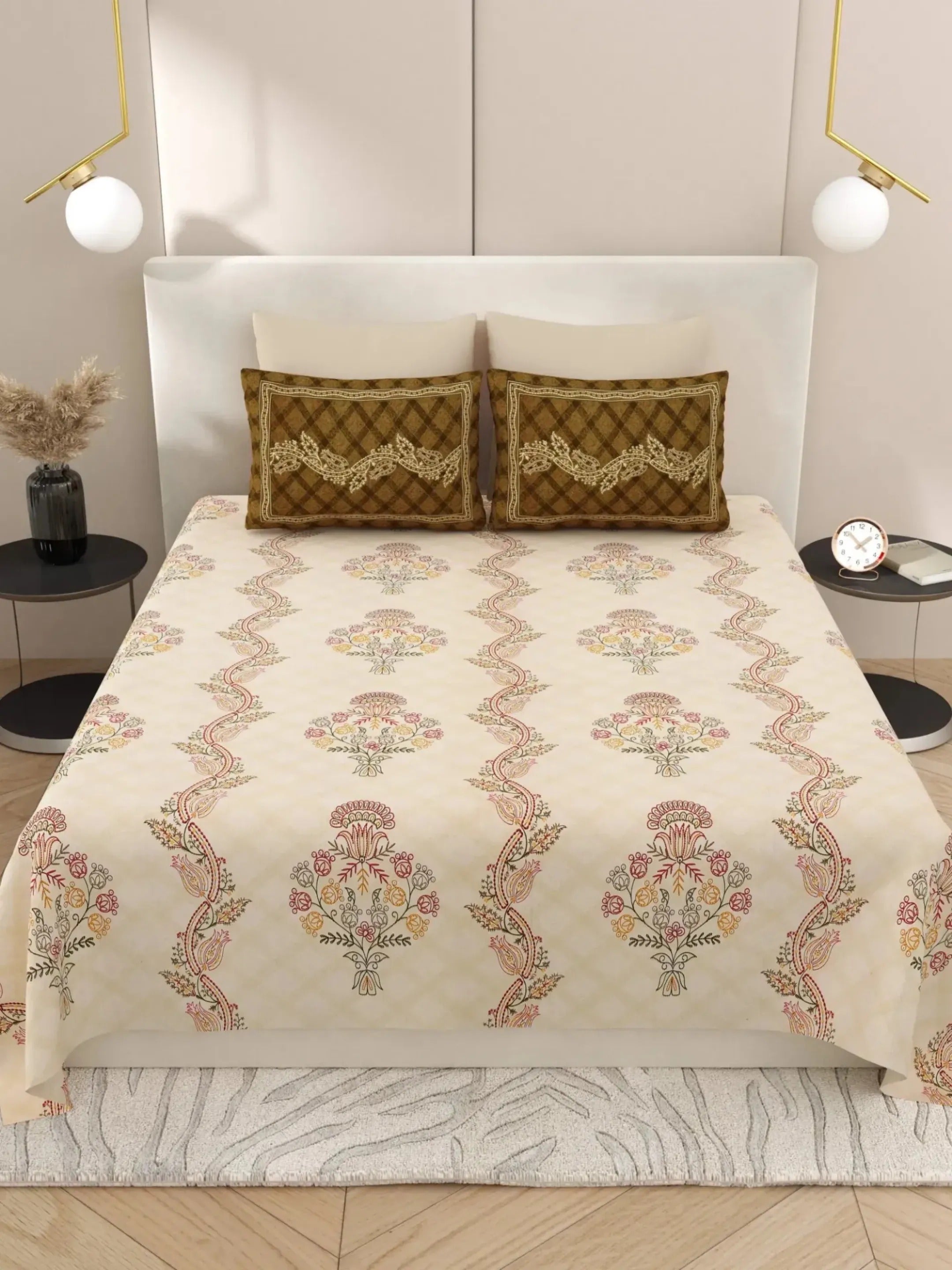 LIVING ROOTS 1 Super King Size Bedsheet with 2 Pillow Cover 104*104 inches (8.6*8.6 Feet) | | Rich Fast Colour with No Colour Bleeding | Soft Skin Friendly (428-B)