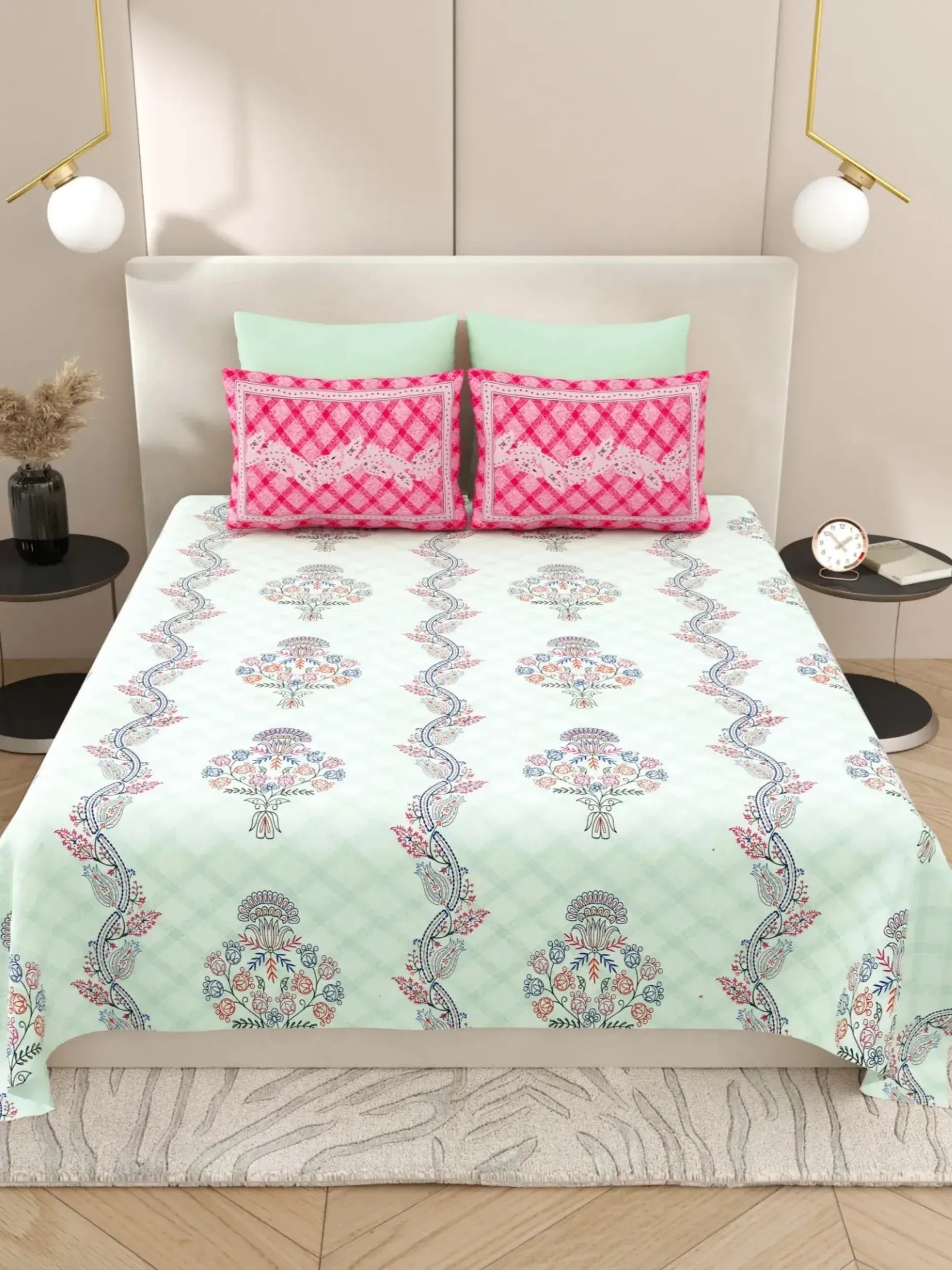 LIVING ROOTS 1 Super King Size Bedsheet with 2 Pillow Cover 104*104 inches (8.6*8.6 Feet) | | Rich Fast Colour with No Colour Bleeding | Soft Skin Friendly (428-B)