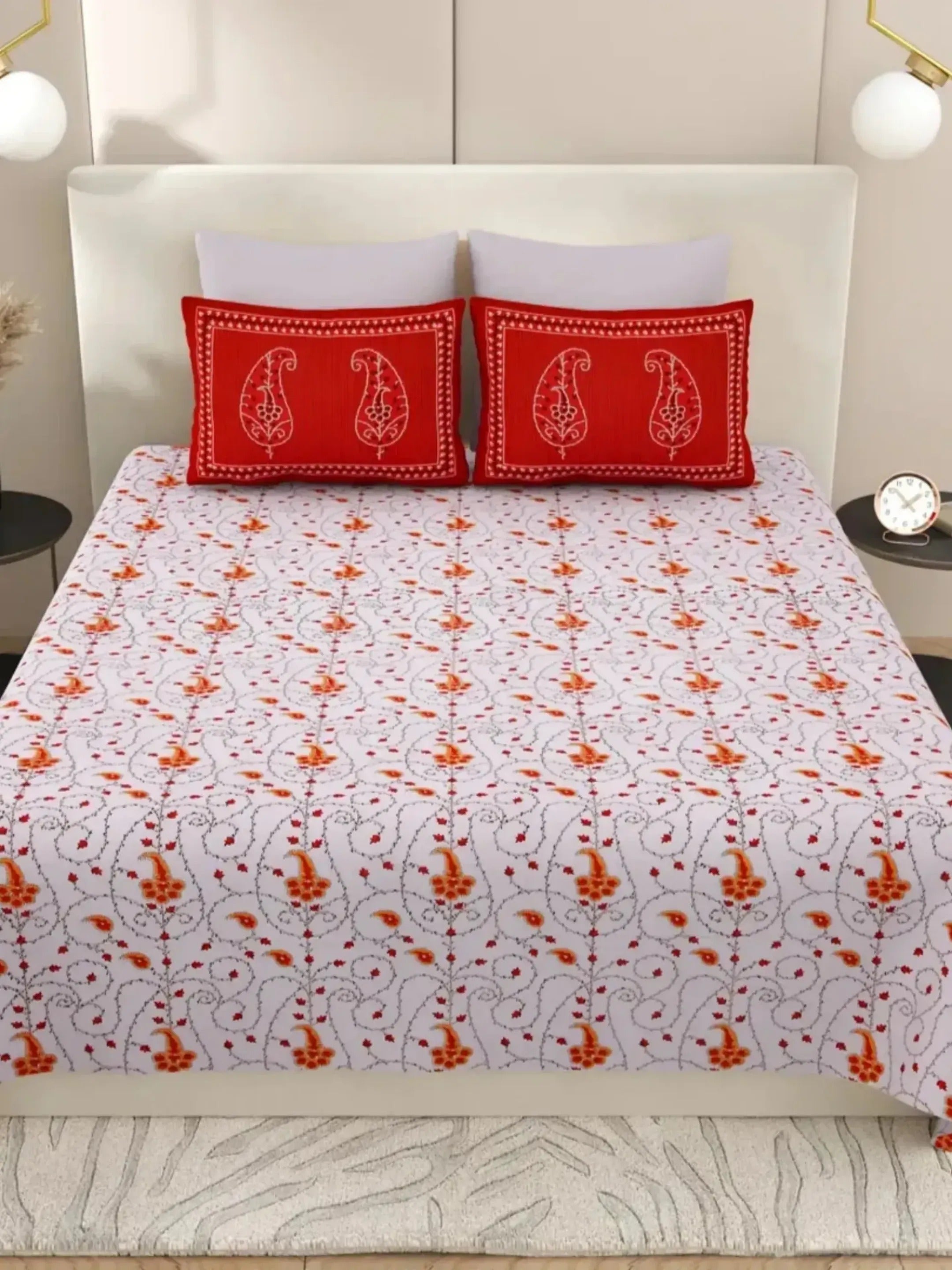 LIVING ROOTS 1 Super King Size Bedsheet with 2 Pillow Cover 104*104 inches (8.6*8.6 Feet) | Rich Fast Colour with No Colour Bleeding | Soft Skin Friendly (430-A)