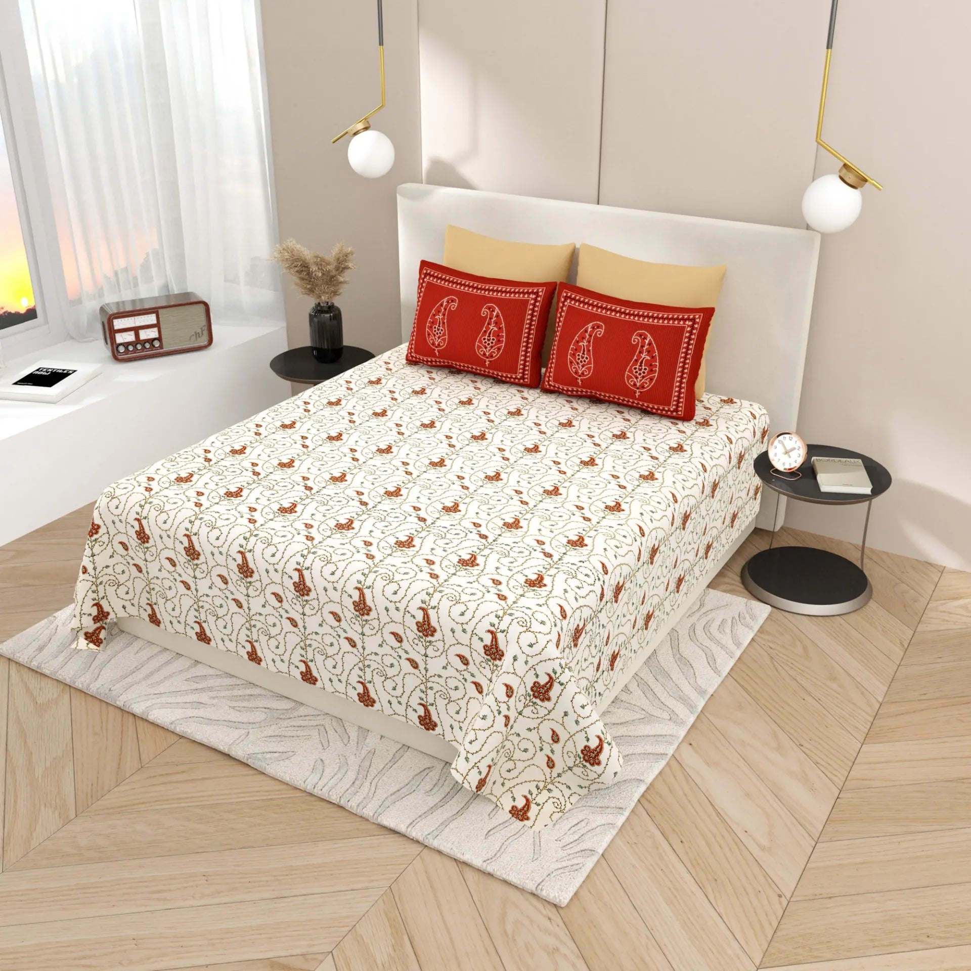 1 Super King Size Bedsheet with 2 Pillow Cover 104*104 inches (8.6*8.6 Feet) | | Rich Fast Colour with No Colour Bleeding | Soft Skin Friendly (430-B)
