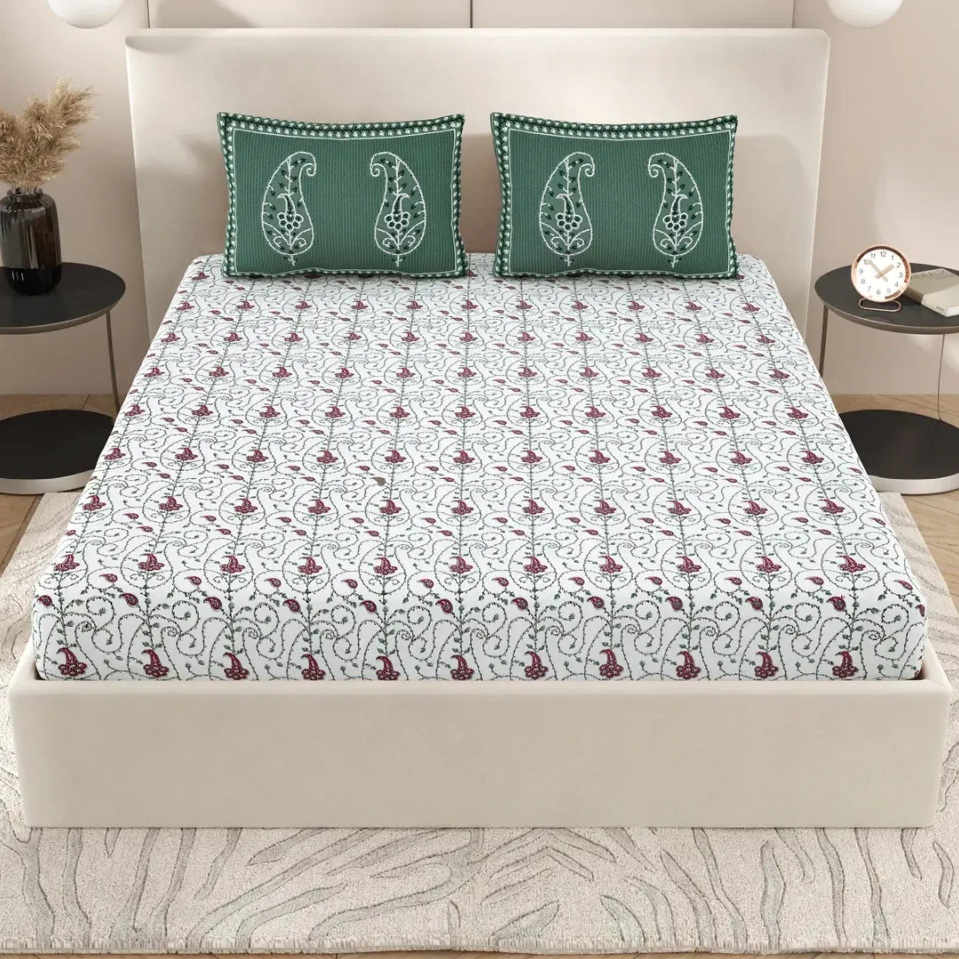 1 Super King Size Bedsheet with 2 Pillow Cover 104*104 inches (8.6*8.6 Feet) | | Rich Fast Colour with No Colour Bleeding | Soft Skin Friendly (430-C)