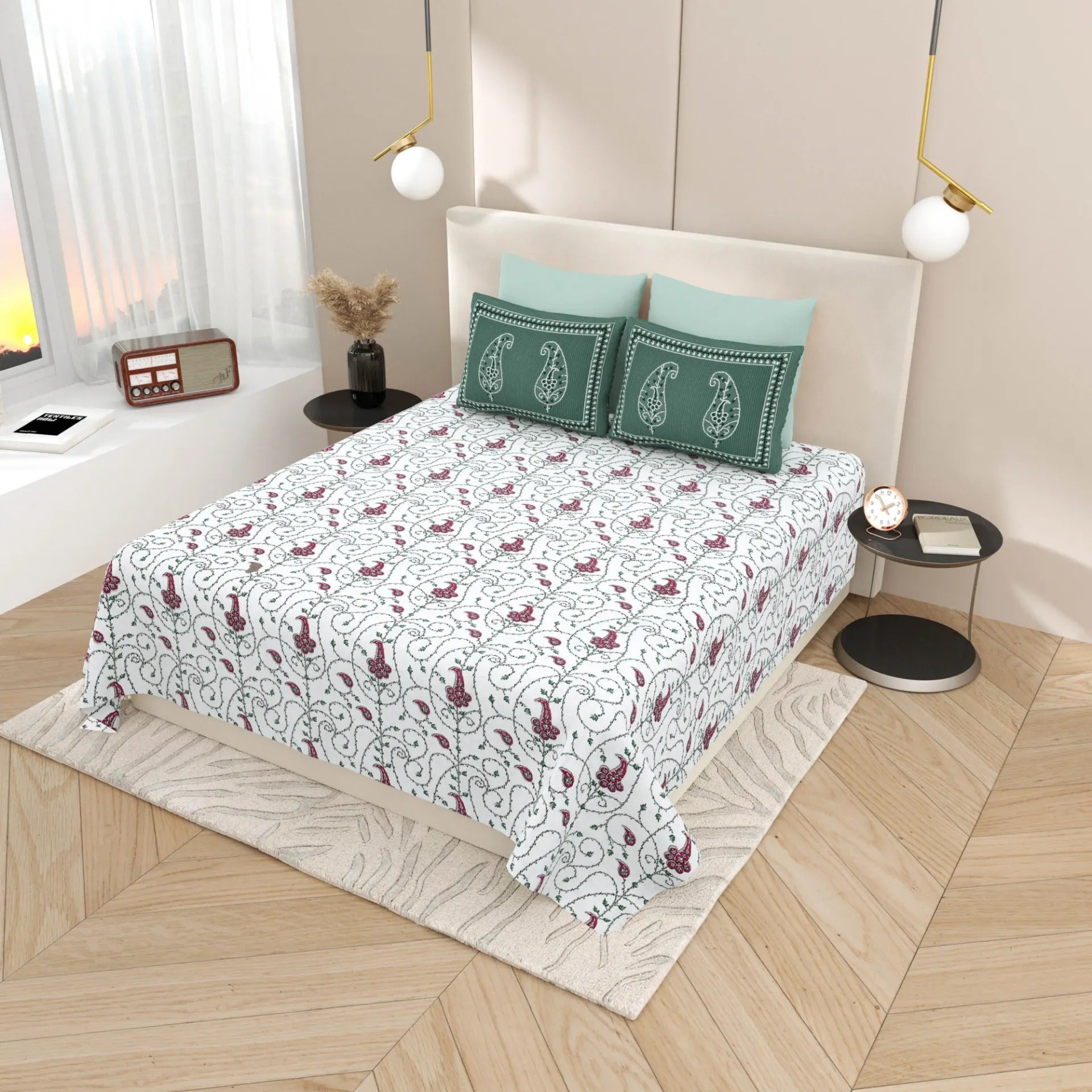 1 Super King Size Bedsheet with 2 Pillow Cover 104*104 inches (8.6*8.6 Feet) | | Rich Fast Colour with No Colour Bleeding | Soft Skin Friendly (430-C)