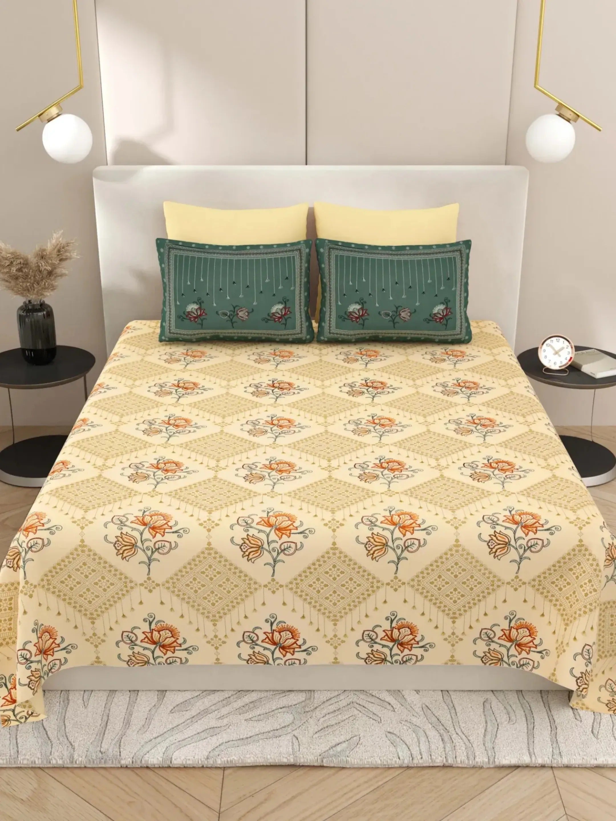 LIVING ROOTS 1 Super King Size Bedsheet with 2 Pillow Cover 104*104 inches (8.6*8.6 Feet) | | Rich Fast Colour with No Colour Bleeding | Soft Skin Friendly (431-B)