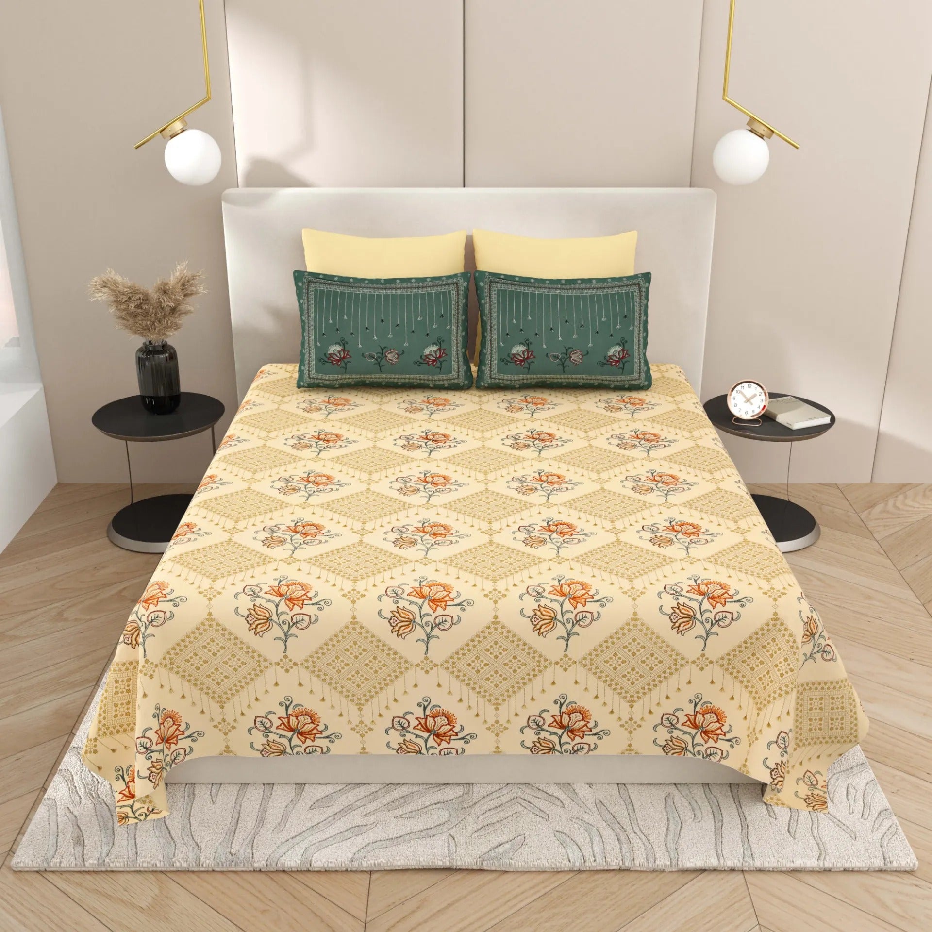 LIVING ROOTS 1 Super King Size Bedsheet with 2 Pillow Cover 104*104 inches (8.6*8.6 Feet) | | Rich Fast Colour with No Colour Bleeding | Soft Skin Friendly (431-B)