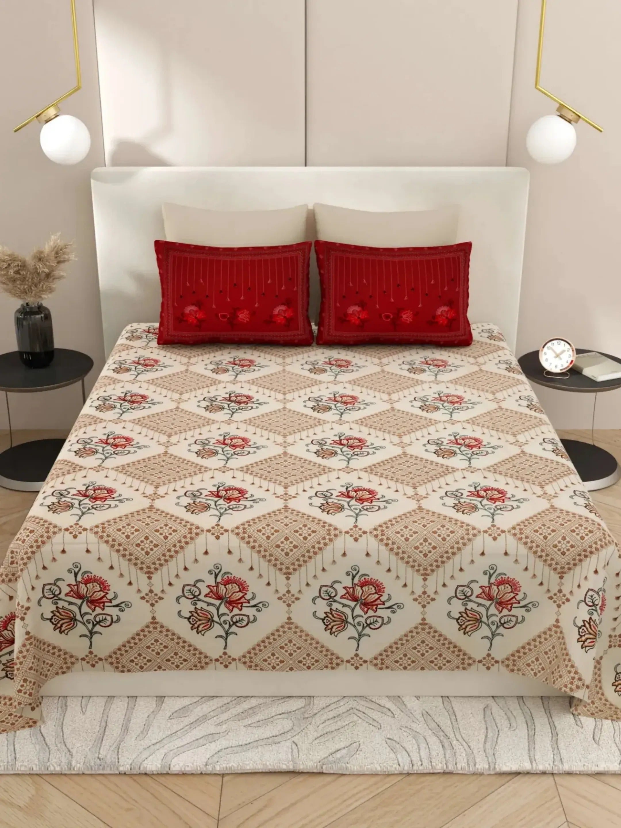 LIVING ROOTS 1 Super King Size Bedsheet with 2 Pillow Cover 104*104 inches (8.6*8.6 Feet) | | Rich Fast Colour with No Colour Bleeding | Soft Skin Friendly (431-C)