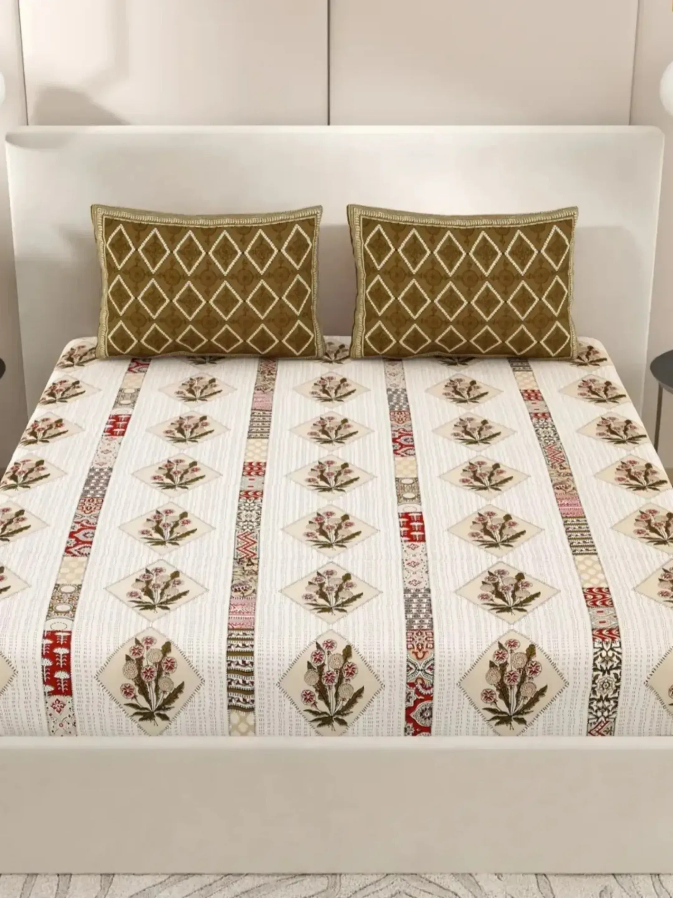 LIVING ROOTS 1 Super King Size Bedsheet with 2 Pillow Cover 104*104 inches (8.6*8.6 Feet) | | Rich Fast Colour with No Colour Bleeding | Soft Skin Friendly (432-A)