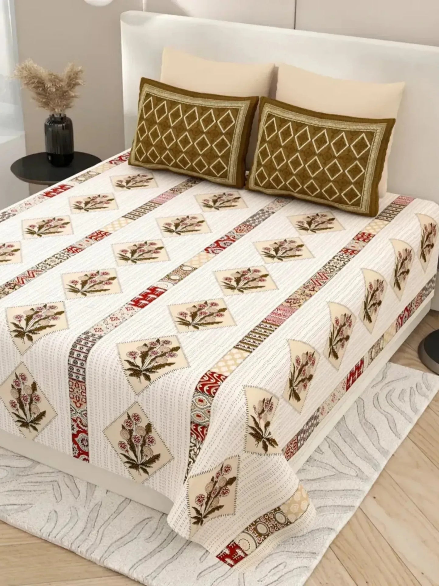 1 Super King Size Bedsheet with 2 Pillow Cover 104*104 inches (8.6*8.6 Feet) | | Rich Fast Colour with No Colour Bleeding | Soft Skin Friendly (432-A)