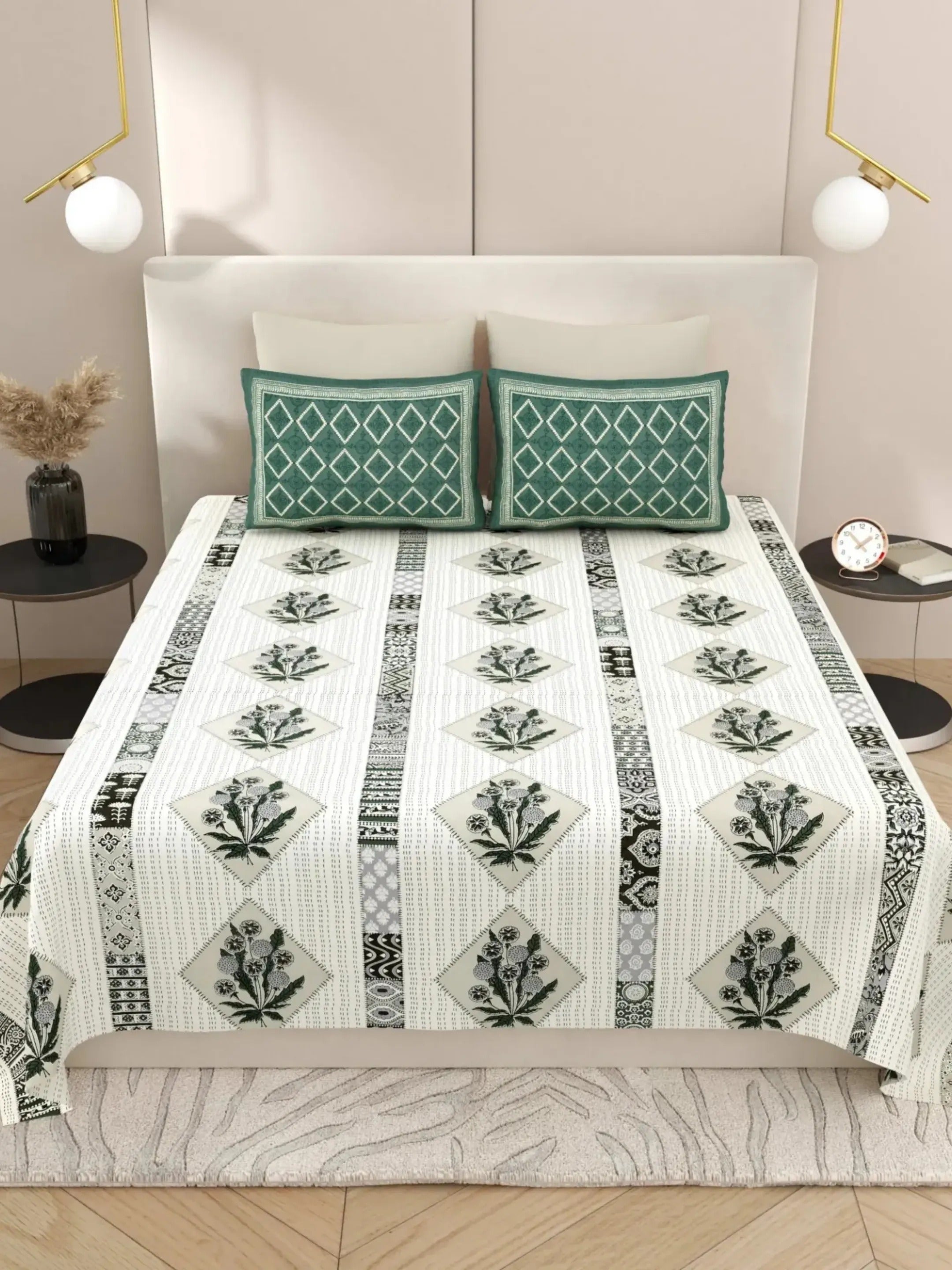 LIVING ROOTS 1 Super King Size Bedsheet with 2 Pillow Cover 104*104 inches (8.6*8.6 Feet) | | Rich Fast Colour with No Colour Bleeding | Soft Skin Friendly (432-B)