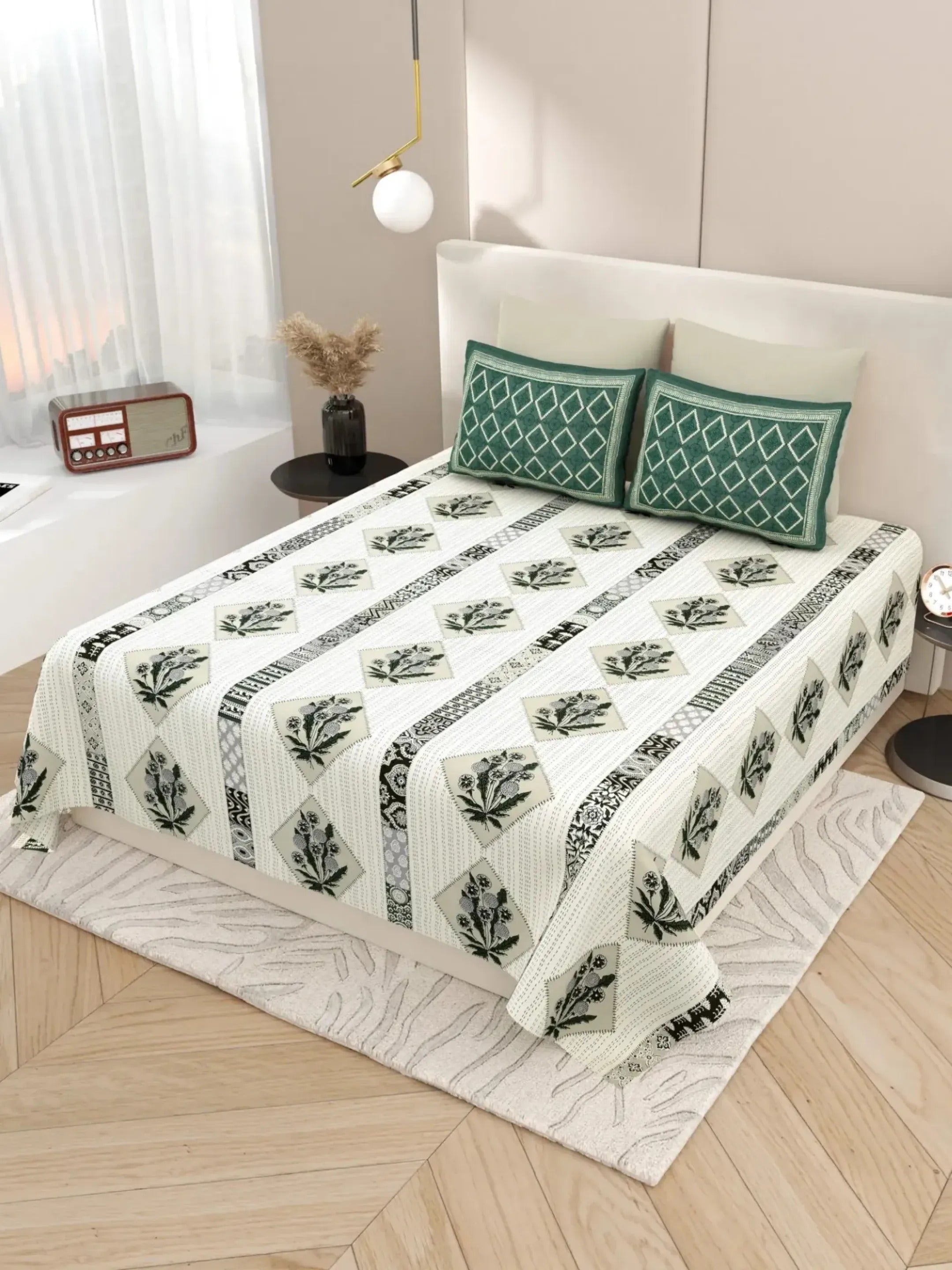 LIVING ROOTS 1 Super King Size Bedsheet with 2 Pillow Cover 104*104 inches (8.6*8.6 Feet) | | Rich Fast Colour with No Colour Bleeding | Soft Skin Friendly (432-B)