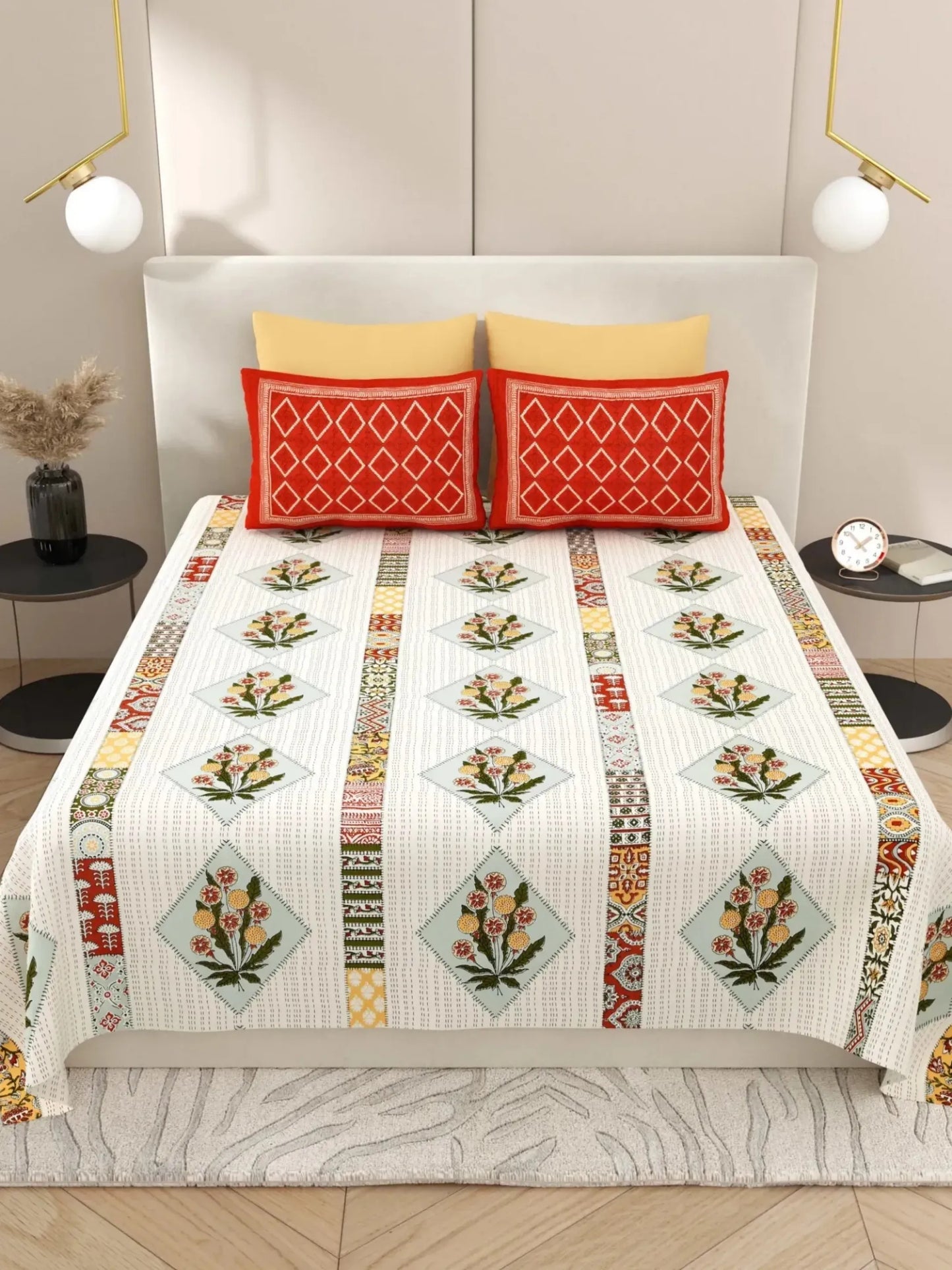 1 Super King Size Bedsheet with 2 Pillow Cover 104*104 inches (8.6*8.6 Feet) | | Rich Fast Colour with No Colour Bleeding | Soft Skin Friendly (432-C)