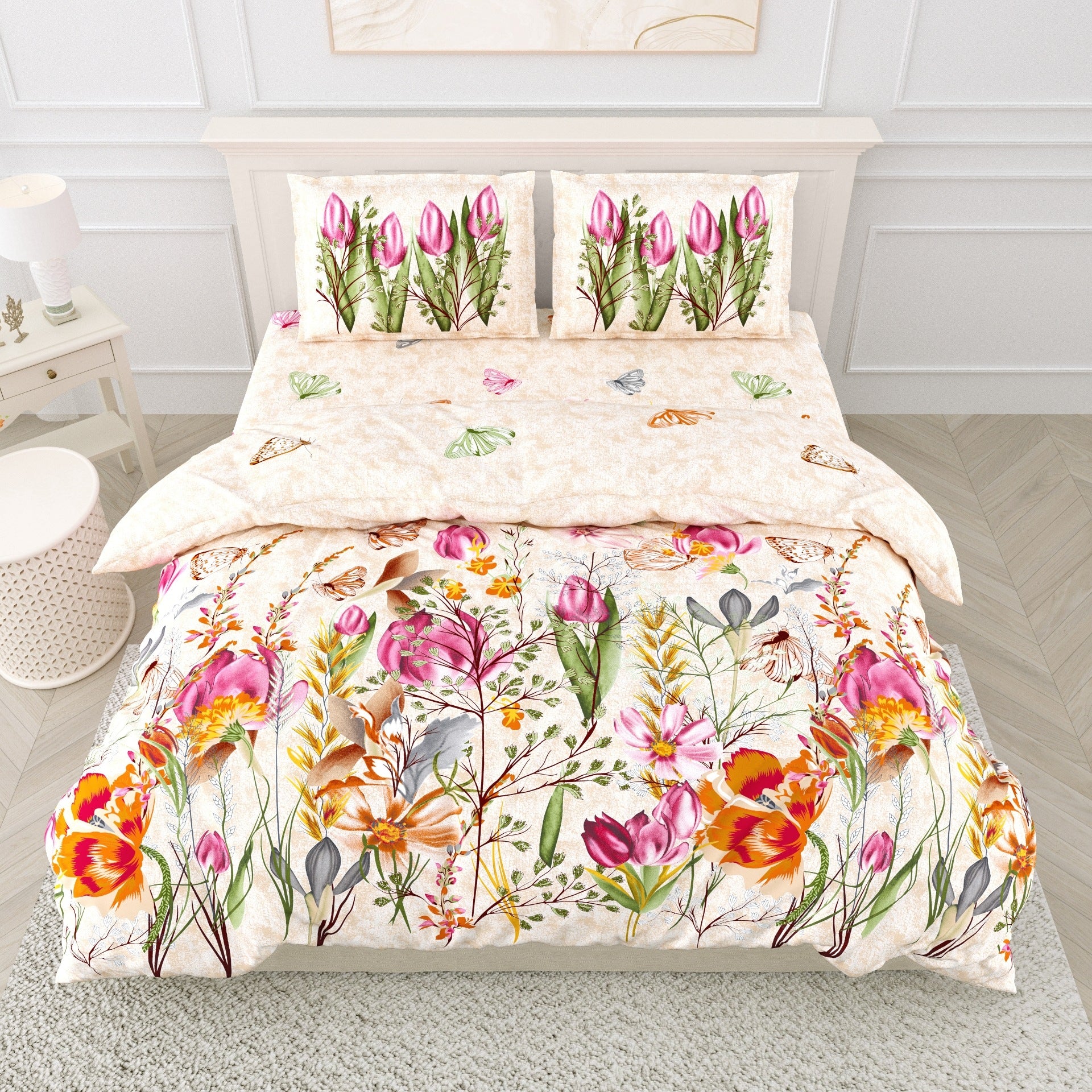 LIVING ROOTS Pure Cotton 1 Super King Size Bedsheet 104*104 inches (8.6*8.6 Feet) With 2 Pillow Cover | Rich Fast Colour With No Colour Bleeding | Soft Skin Friendly (436-A)
