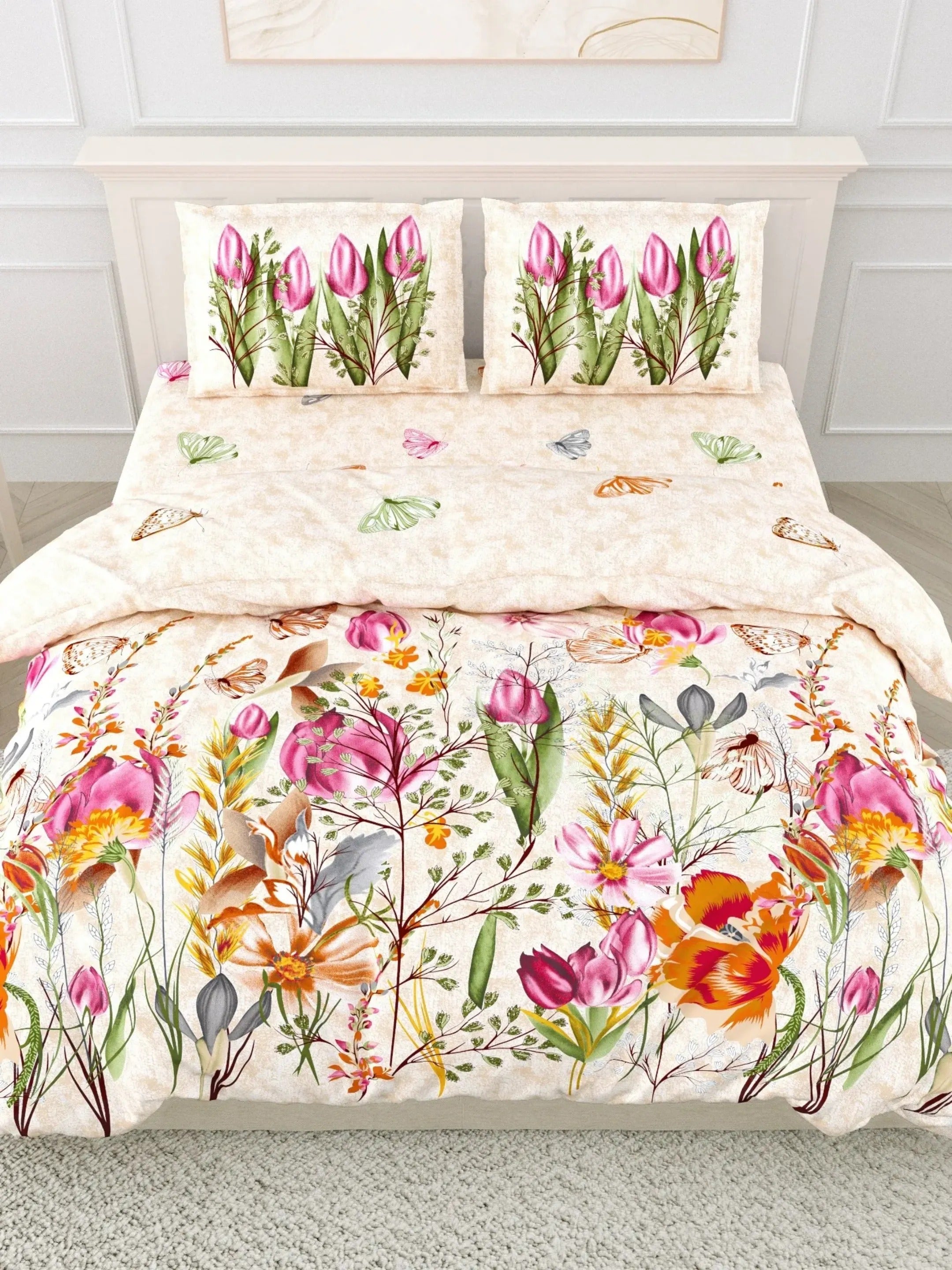 LIVING ROOTS Pure Cotton 1 Super King Size Bedsheet 104*104 inches (8.6*8.6 Feet) With 2 Pillow Cover | Rich Fast Colour With No Colour Bleeding | Soft Skin Friendly (436-A)