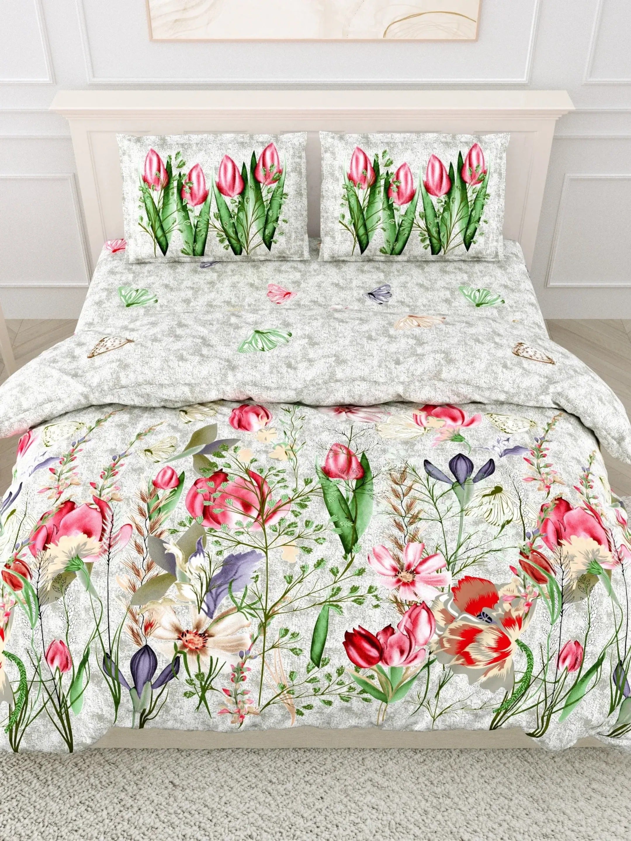 LIVING ROOTS Pure Cotton 1 Super King Size Bedsheet 104*104 inches (8.6*8.6 Feet) With 2 Pillow Cover | Rich Fast Colour With No Colour Bleeding | Soft Skin Friendly (436-B)