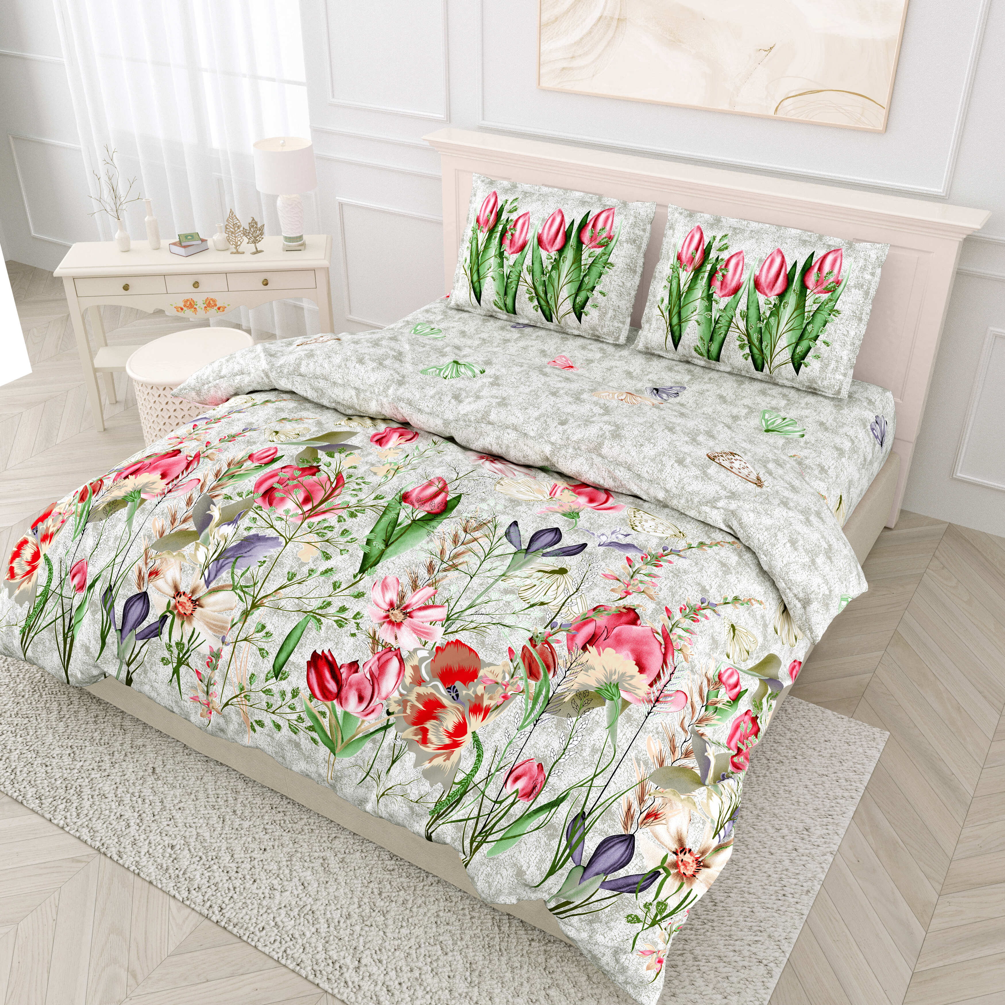 LIVING ROOTS Pure Cotton 1 Super King Size Bedsheet 104*104 inches (8.6*8.6 Feet) With 2 Pillow Cover | Rich Fast Colour With No Colour Bleeding | Soft Skin Friendly (436-B)