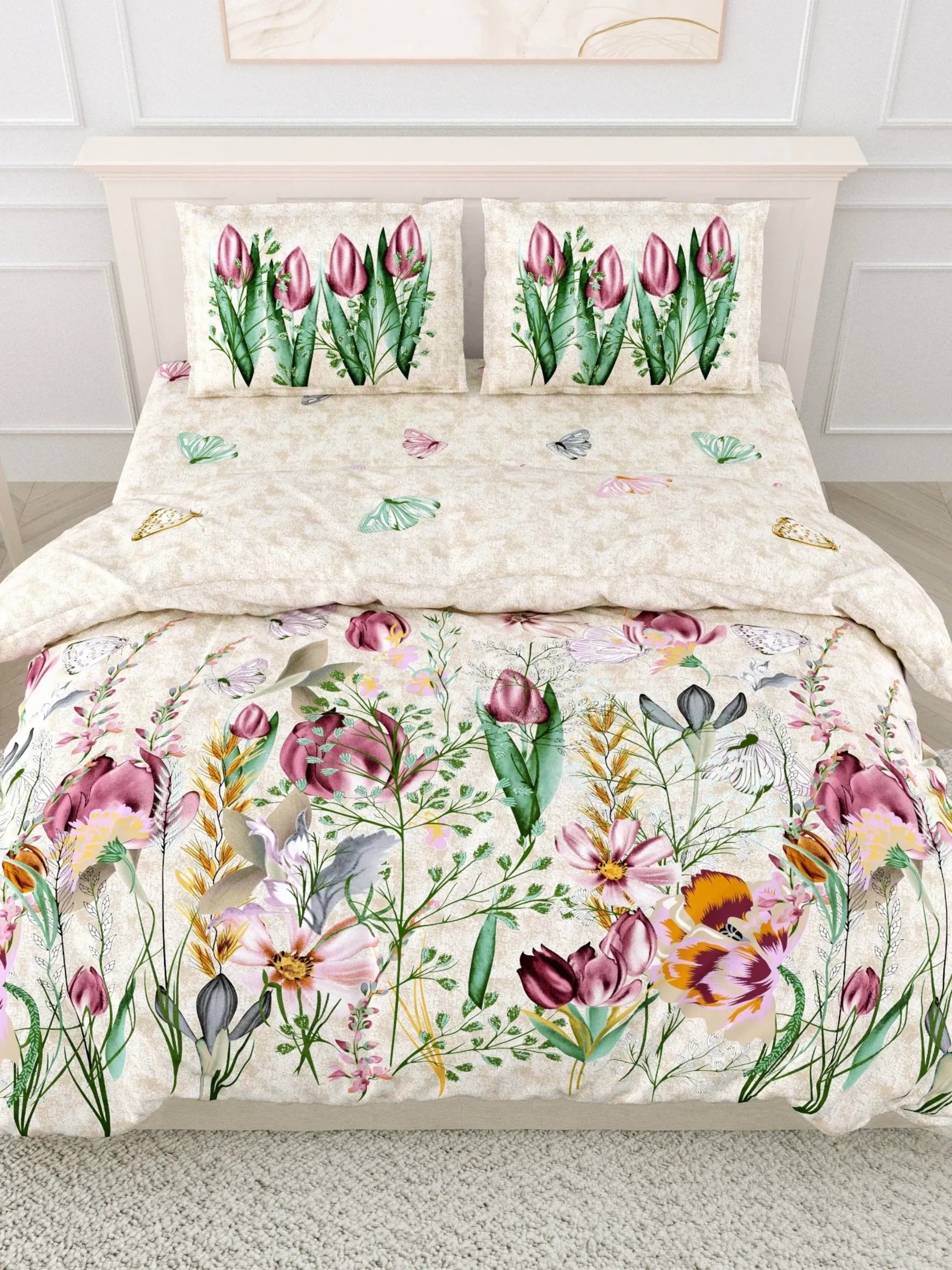 LIVING ROOTS Pure Cotton 1 Super King Size Bedsheet 104*104 inches (8.6*8.6 Feet) With 2 Pillow Cover | Rich Fast Colour With No Colour Bleeding | Soft Skin Friendly (436-C)
