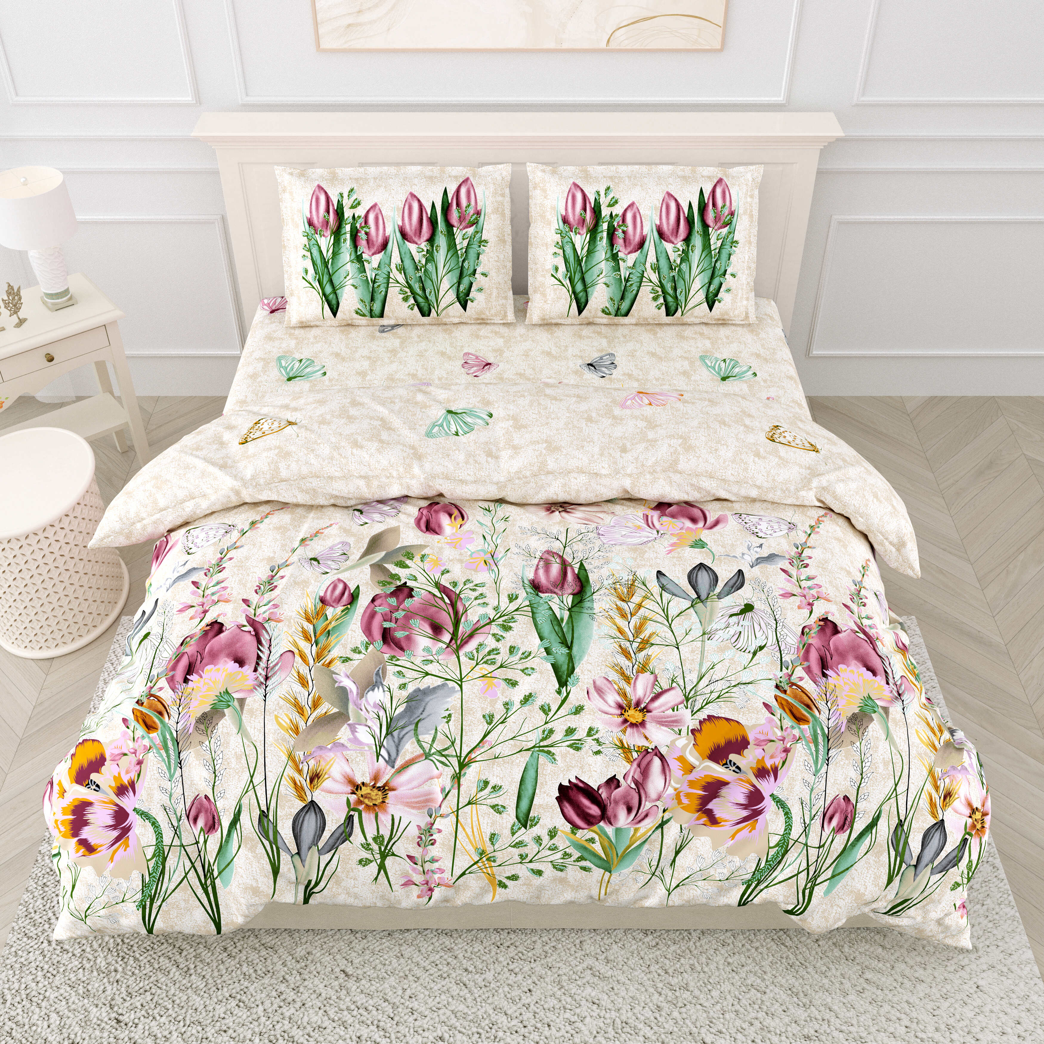 LIVING ROOTS Pure Cotton 1 Super King Size Bedsheet 104*104 inches (8.6*8.6 Feet) With 2 Pillow Cover | Rich Fast Colour With No Colour Bleeding | Soft Skin Friendly (436-C)