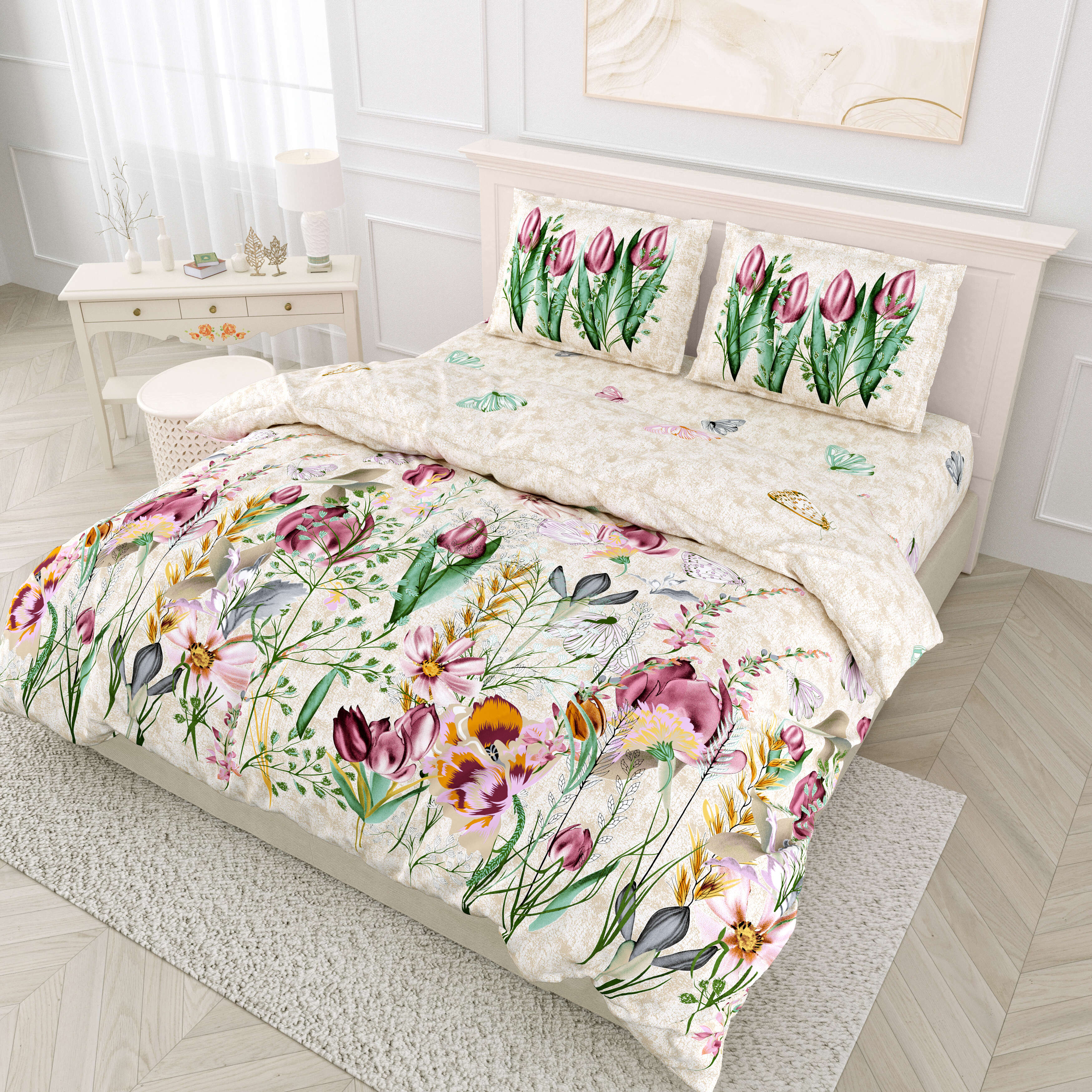 LIVING ROOTS Pure Cotton 1 Super King Size Bedsheet 104*104 inches (8.6*8.6 Feet) With 2 Pillow Cover | Rich Fast Colour With No Colour Bleeding | Soft Skin Friendly (436-C)