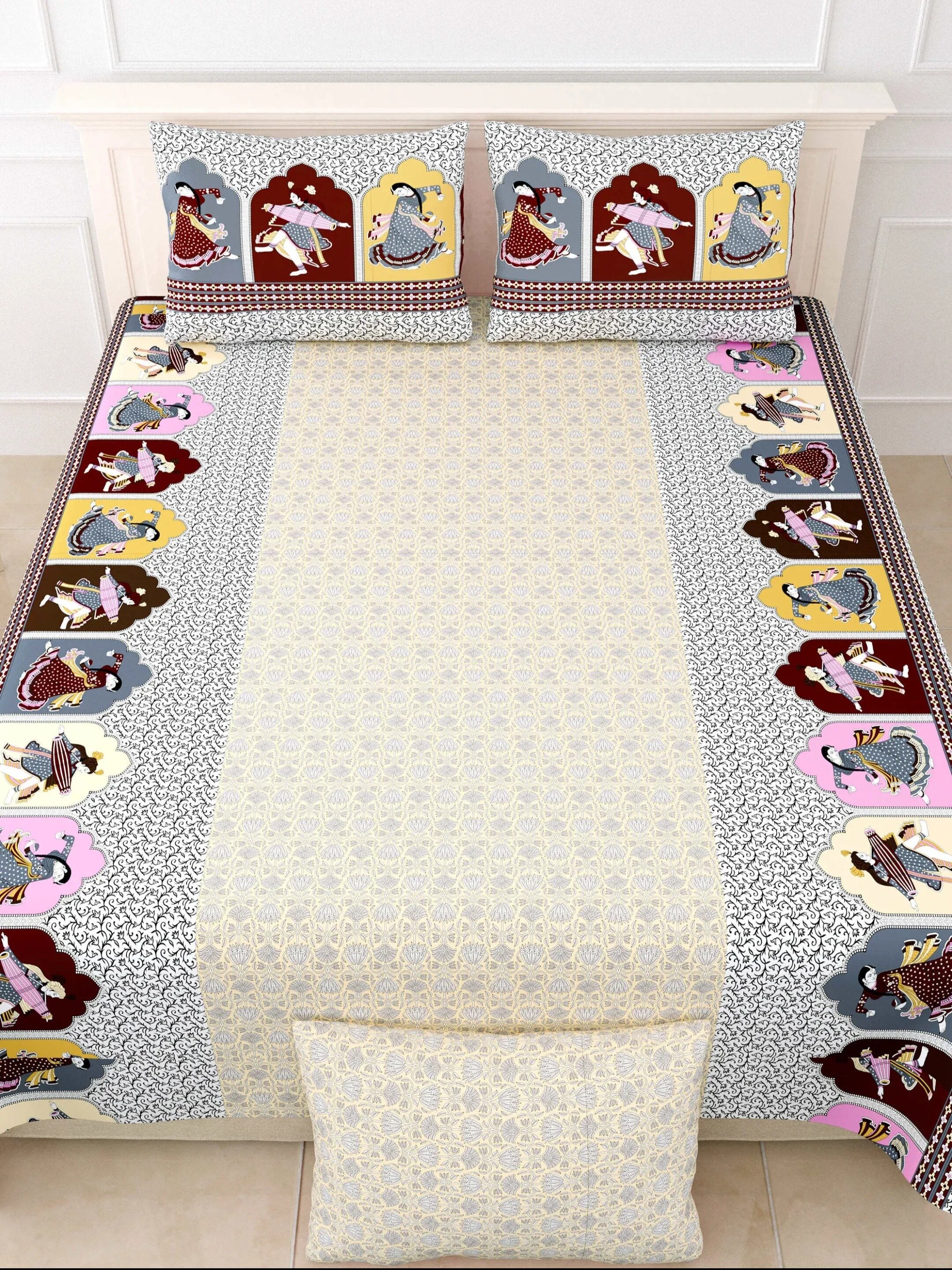 LIVING ROOTS 1 Double King Size Bedsheet 86*104 inches (7.1*8.6 Feet) with 2 Pillow Cover | Rich Fast Colour with No Colour Bleeding | Soft & Skin Friendly (441-C)