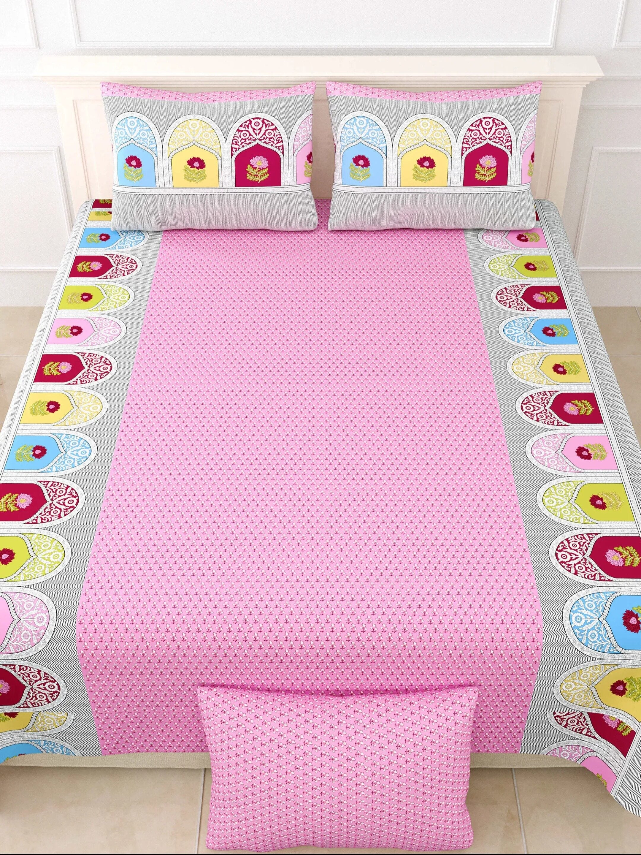 LIVING ROOTS 1 Double King Size Bedsheet 86*104 inches (7.1*8.6 Feet) with 2 Pillow Cover | Rich Fast Colour with No Colour Bleeding | Soft & Skin Friendly (443-C)