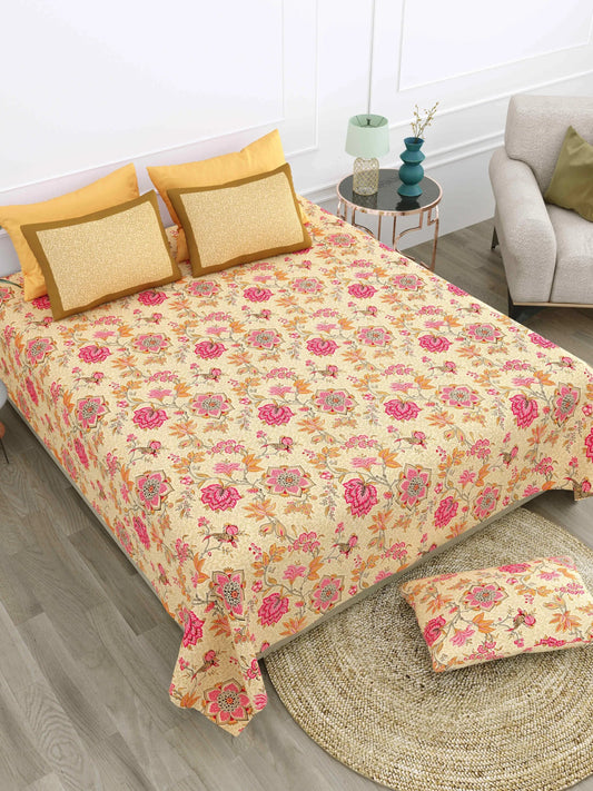 1 SUPER King Size Bedsheet 104*104 inches (8.6*8.6feet) with 2 Pillow Cover | Rich Fast Colour with No Colour Bleeding | Soft & Skin Friendly (444-A)