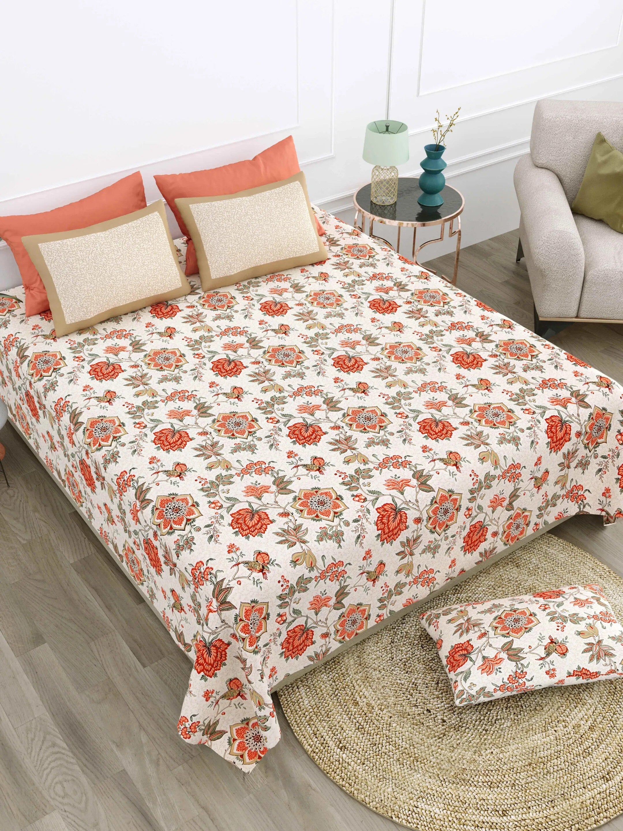 LIVING ROOTS 1 SUPER King Size Bedsheet 104*104 inches (8.6*8.6feet) with 2 Pillow Cover | Rich Fast Colour with No Colour Bleeding | Soft & Skin Friendly (444-C)