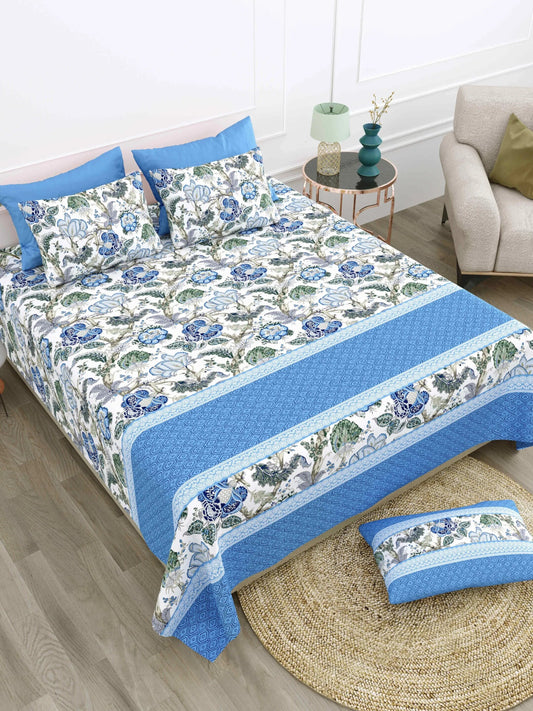 1 SUPER King Size Bedsheet 104*104 inches (8.6*8.6feet) with 2 Pillow Cover | Rich Fast Colour with No Colour Bleeding | Soft & Skin Friendly (448-D)