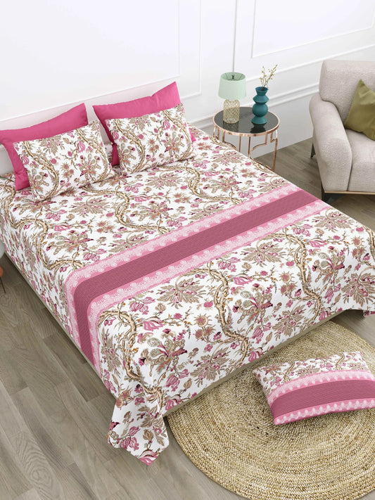 1 SUPER King Size Bedsheet 104*104 inches (8.6*8.6feet) with 2 Pillow Cover | Rich Fast Colour with No Colour Bleeding | Soft & Skin Friendly (449-B)